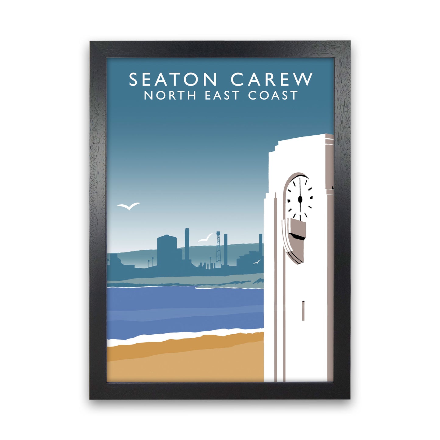 Seaton Carew Portrait North East Coast Travel Art Print by Richard O'Neill Black Grain