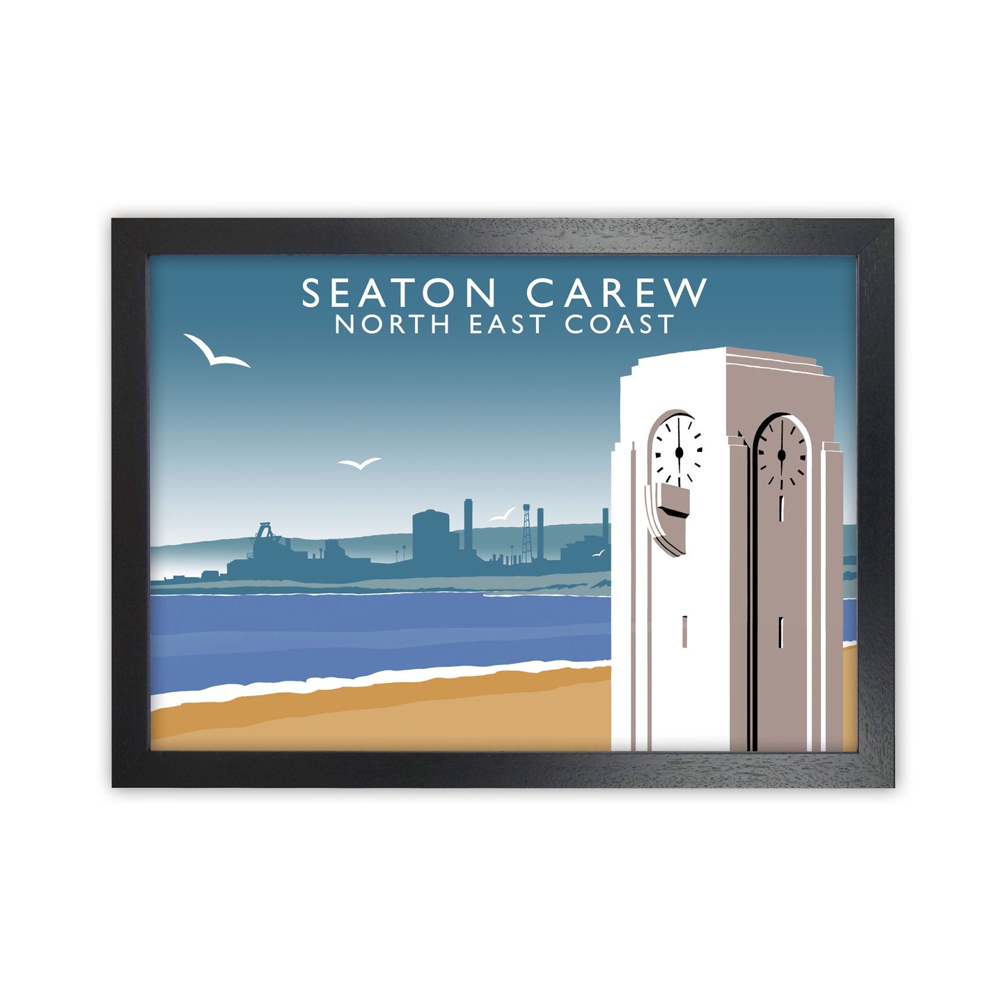 Seaton Carew North East Coast Travel Art Print by Richard O'Neill Black Grain