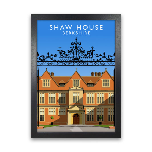 Shaw House Portrait Berkshire Travel Art Print by Richard O'Neill, Framed Wall Art Black Grain