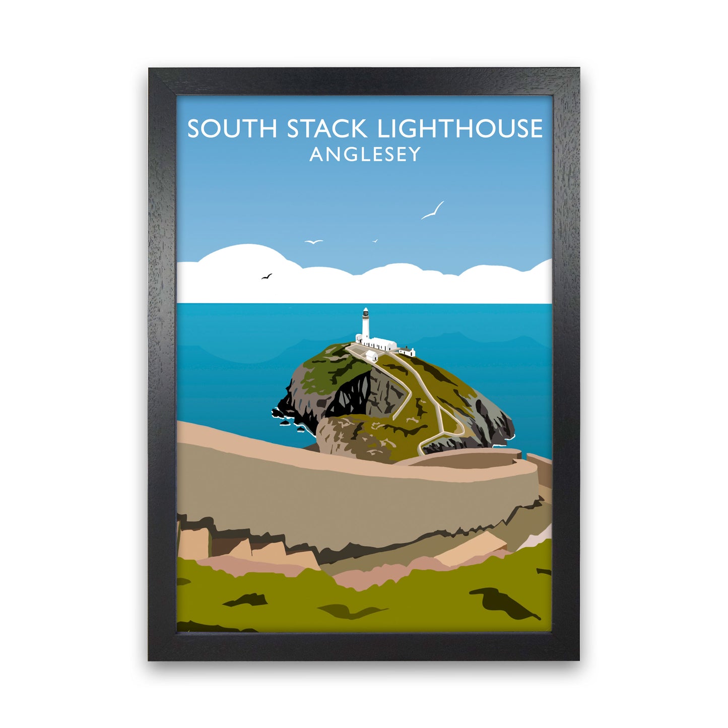 South Stack Lighthouse2 Portrait Anglesey Travel Art Print by Richard O'Neill Black Grain