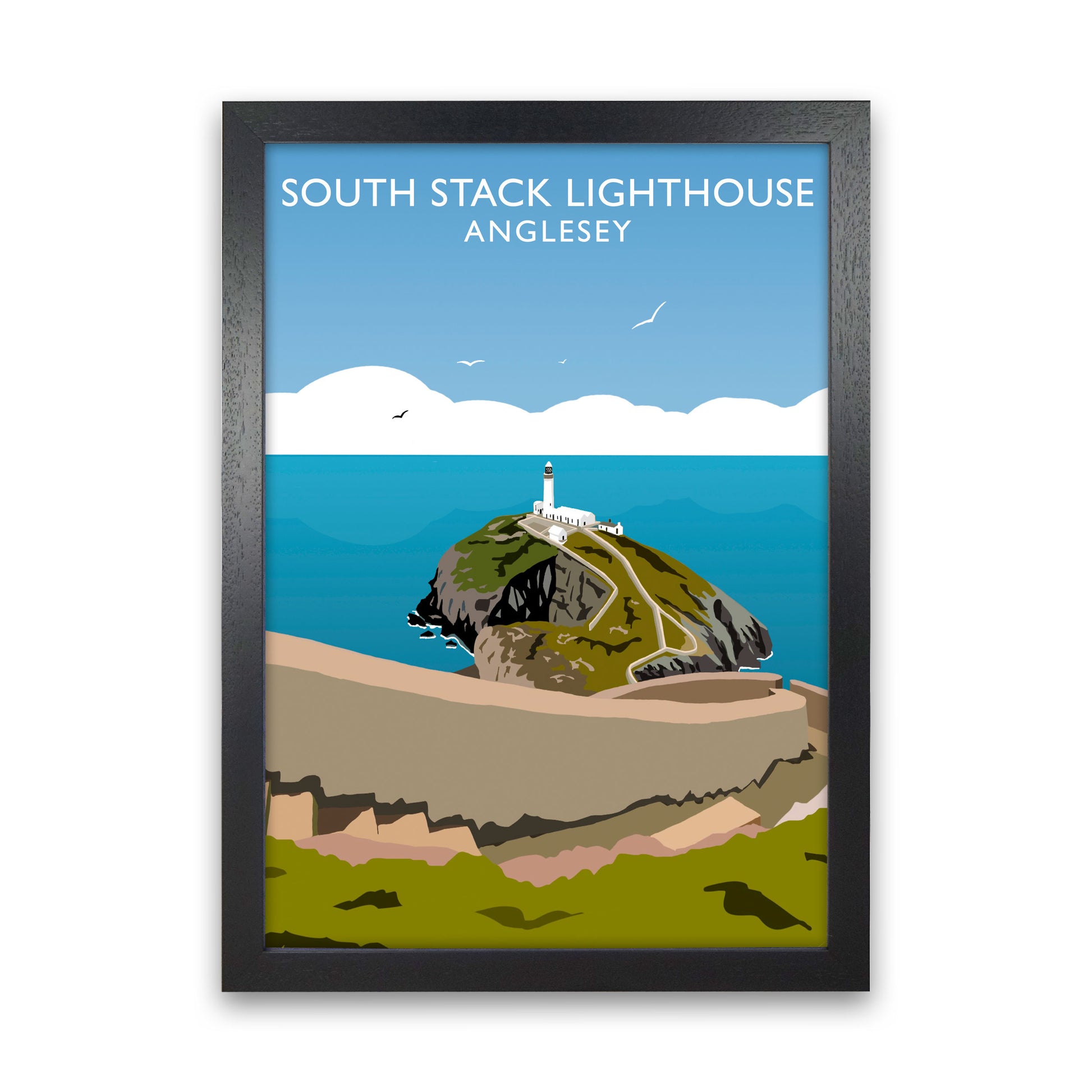 South Stack Lighthouse2 Portrait Anglesey Travel Art Print by Richard O'Neill Black Grain