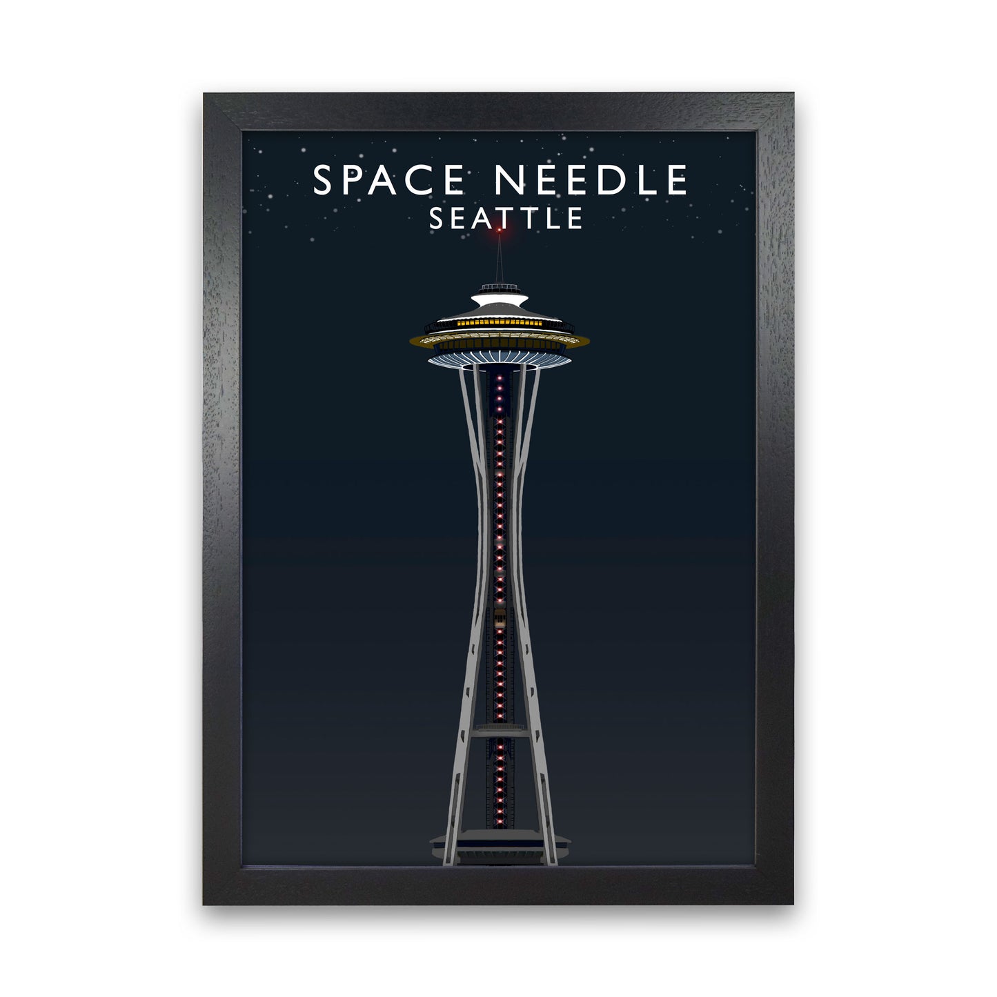 Space Needle Seattle Night Art Print by Richard O'Neill Black Grain