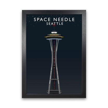 Space Needle Seattle Night Art Print by Richard O'Neill Black Grain