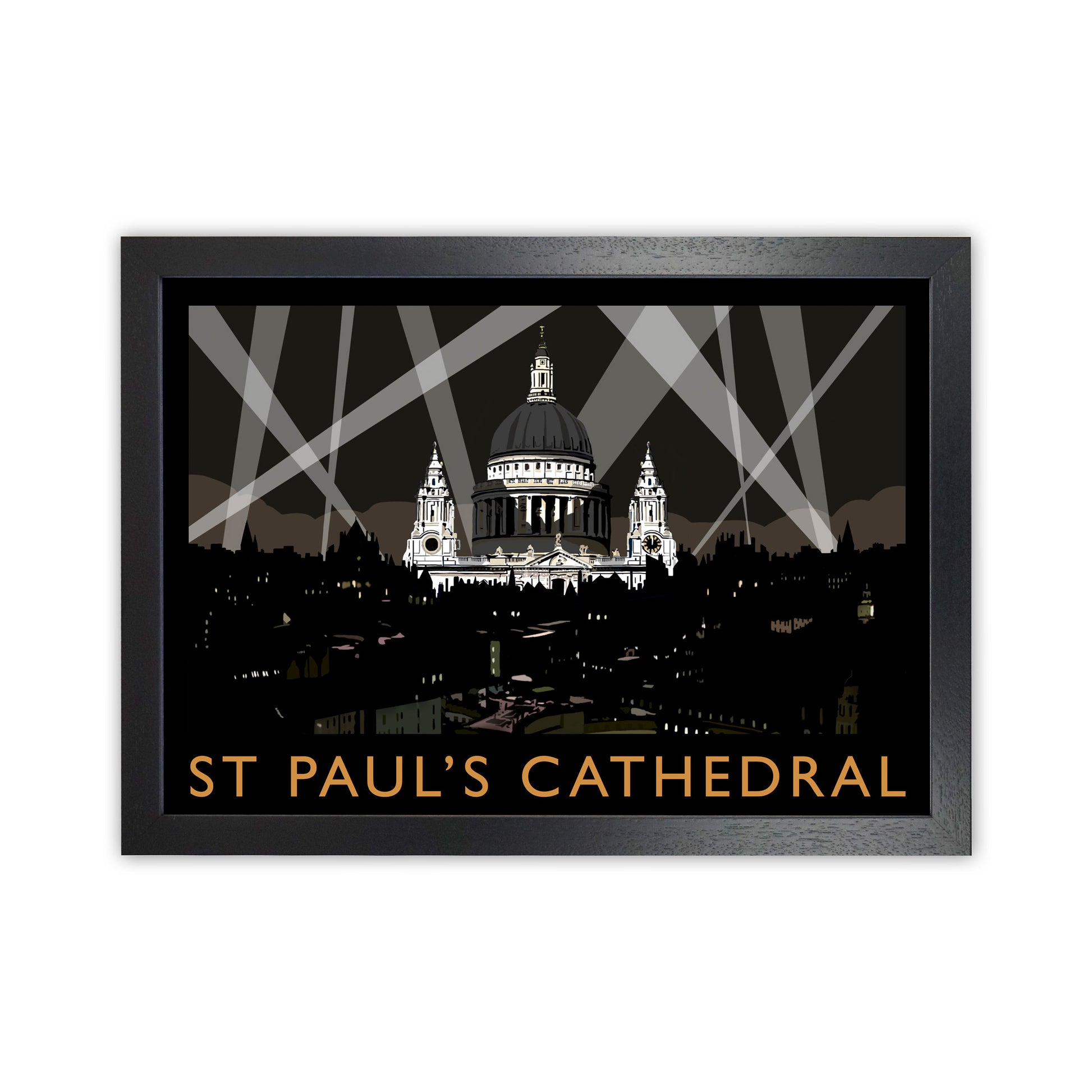 St Paul's Cathedral Framed Digital Art Print by Richard O'Neill Black Grain