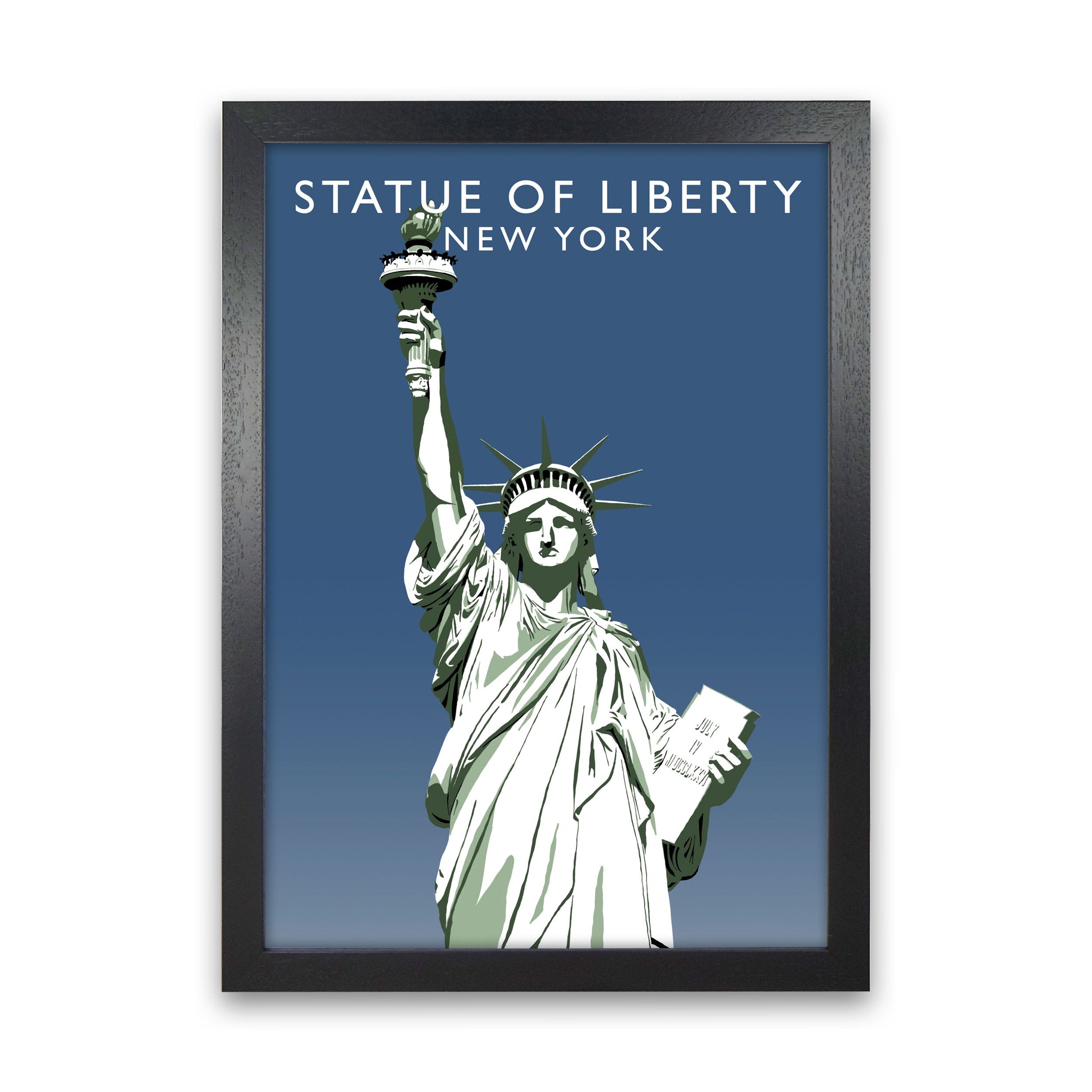 Statue of Liberty New York Art Print by Richard O'Neill Black Grain