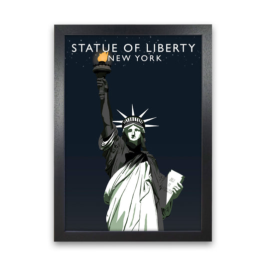 Statue of Liberty Night New York Art Print by Richard O'Neill Black Grain