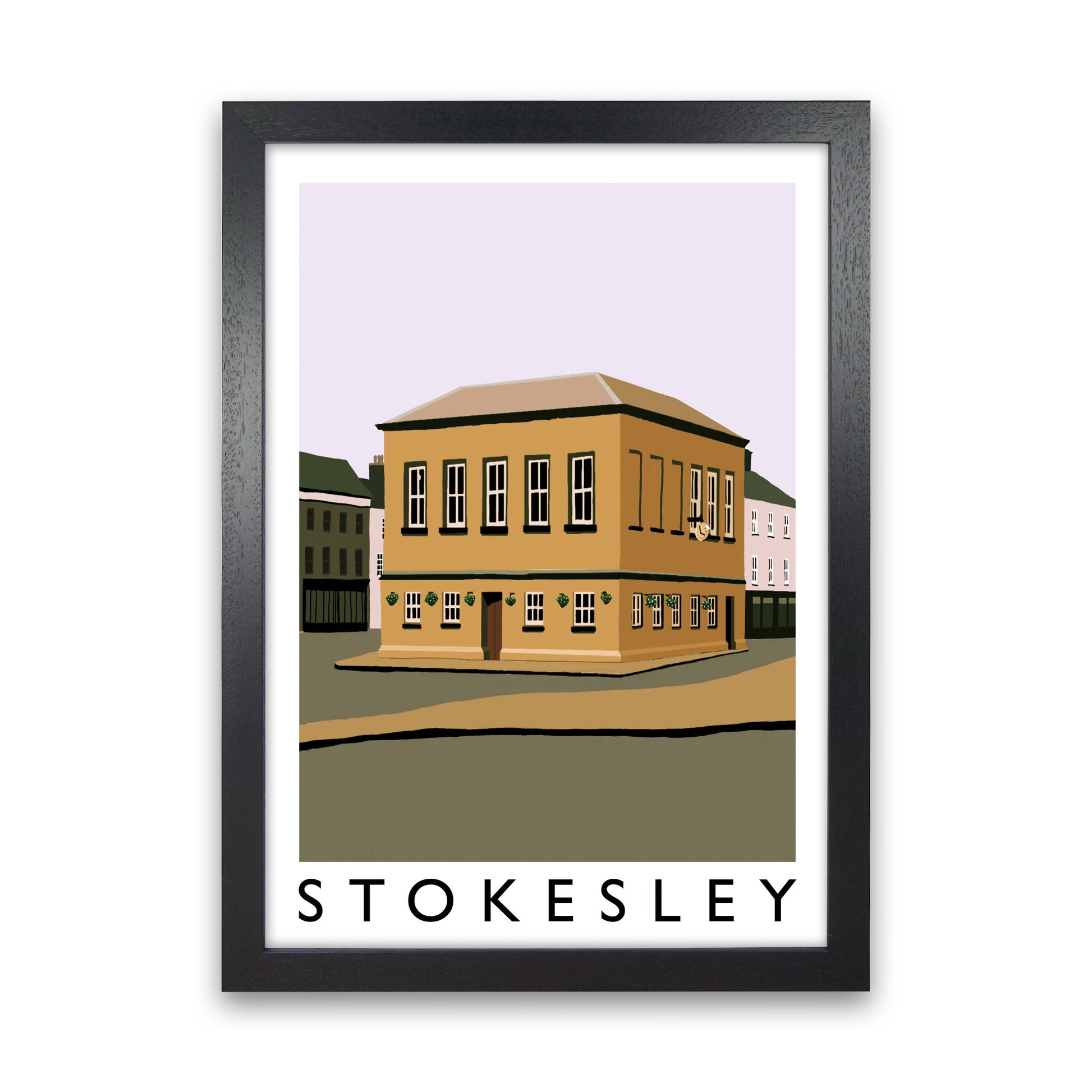 Stokesley Portrait Travel Art Print by Richard O'Neill, Framed Wall Art Black Grain