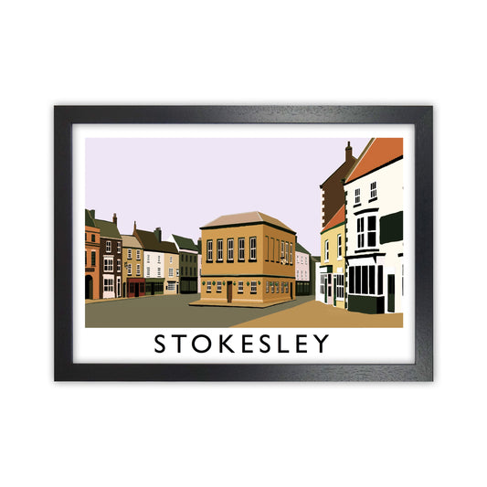 Stokesley Travel Art Print by Richard O'Neill, Framed Wall Art Black Grain