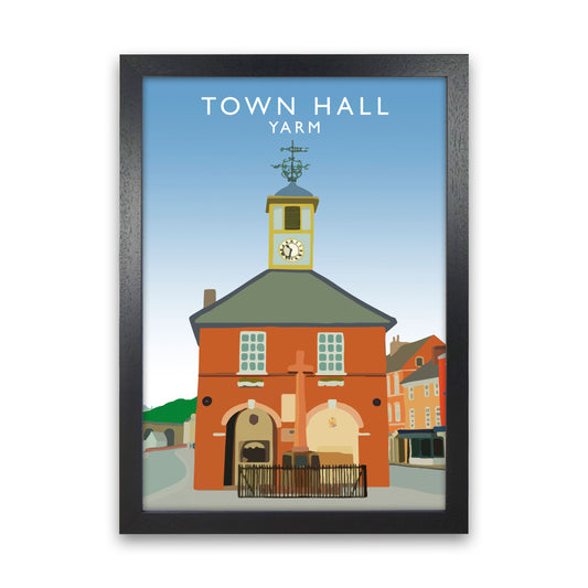 Town Hall Yarm Travel Art Print by Richard O'Neill, Framed Wall Art Black Grain