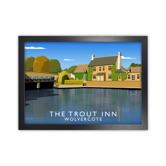 The Trout Inn Wolvercote Travel Art Print by Richard O'Neill Black Grain