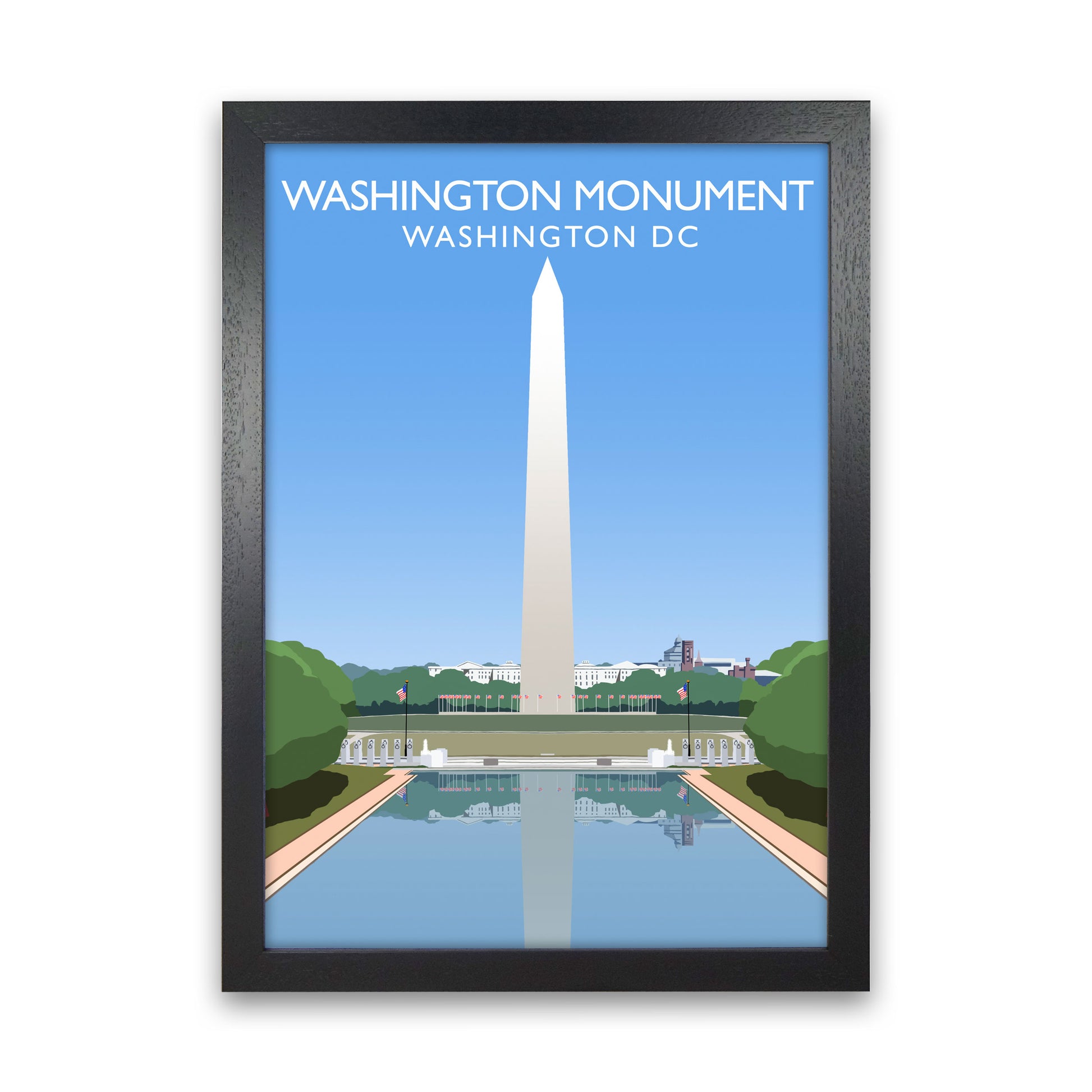 Washington DC Monument Travel Art Print by Richard O'Neill Black Grain