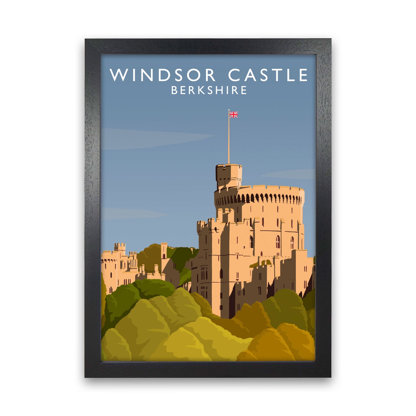 Windsor Castle Portrait Berkshire Travel Art Print by Richard O'Neill Black Grain