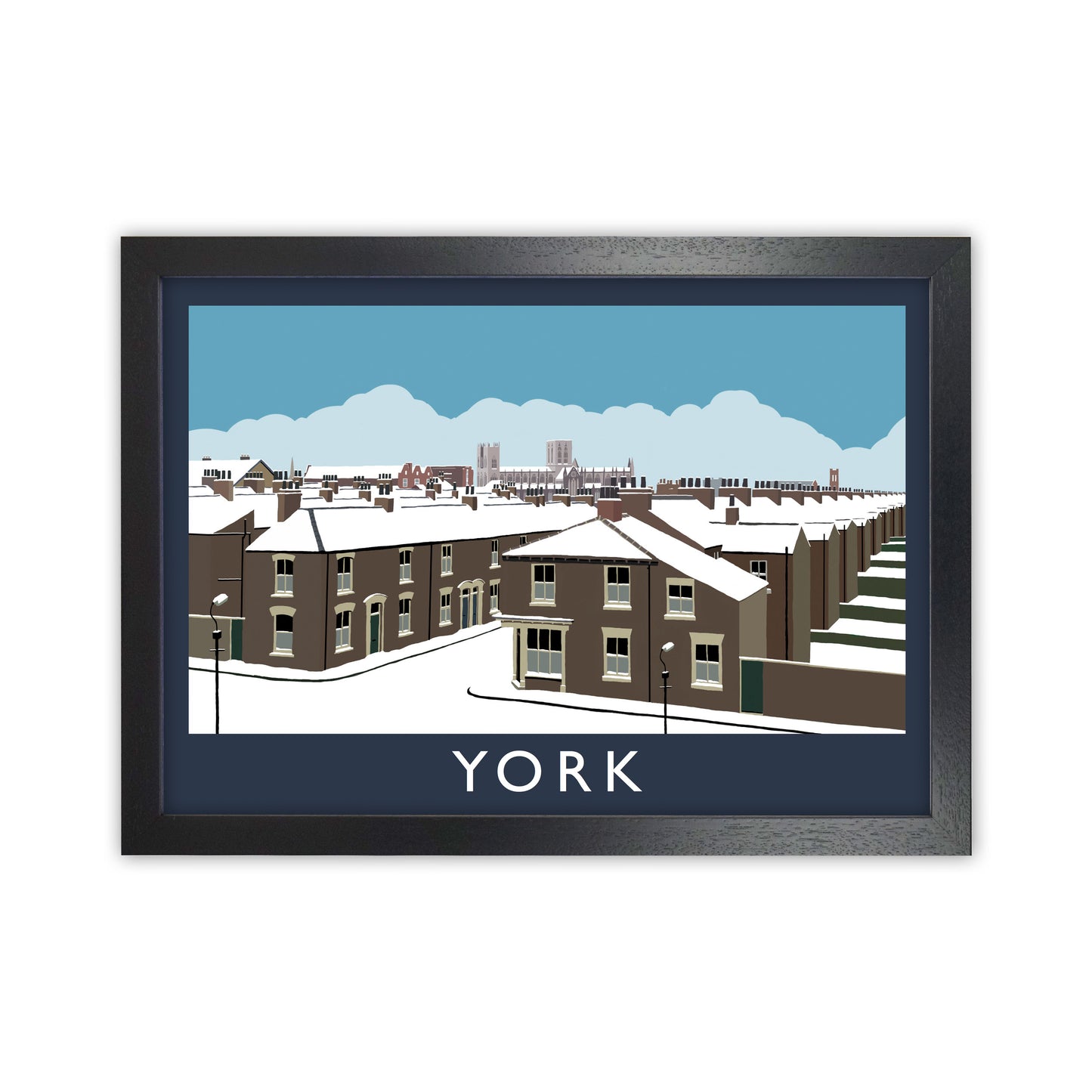 York in Snow Travel Art Print by Richard O'Neill, Framed Wall Art Black Grain