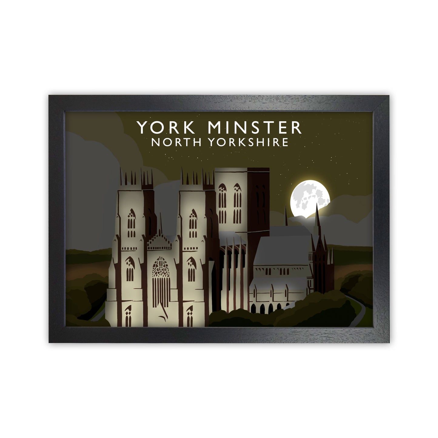 York Minster2 Night Digital Art Print by Richard O'Neill Black Grain