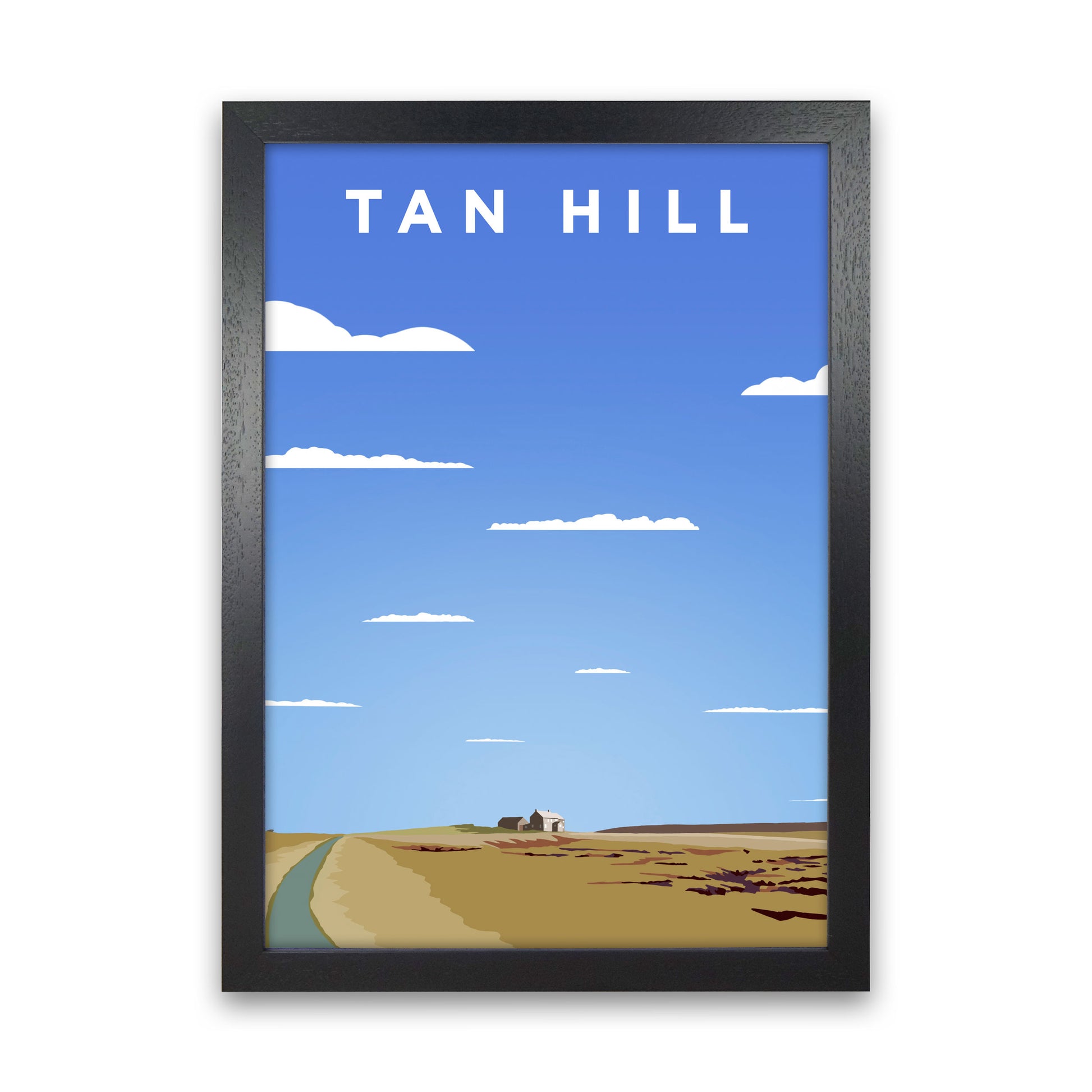 Tan Hill Travel Portrait Art Print by Richard O'Neill, Framed Wall Art Black Grain