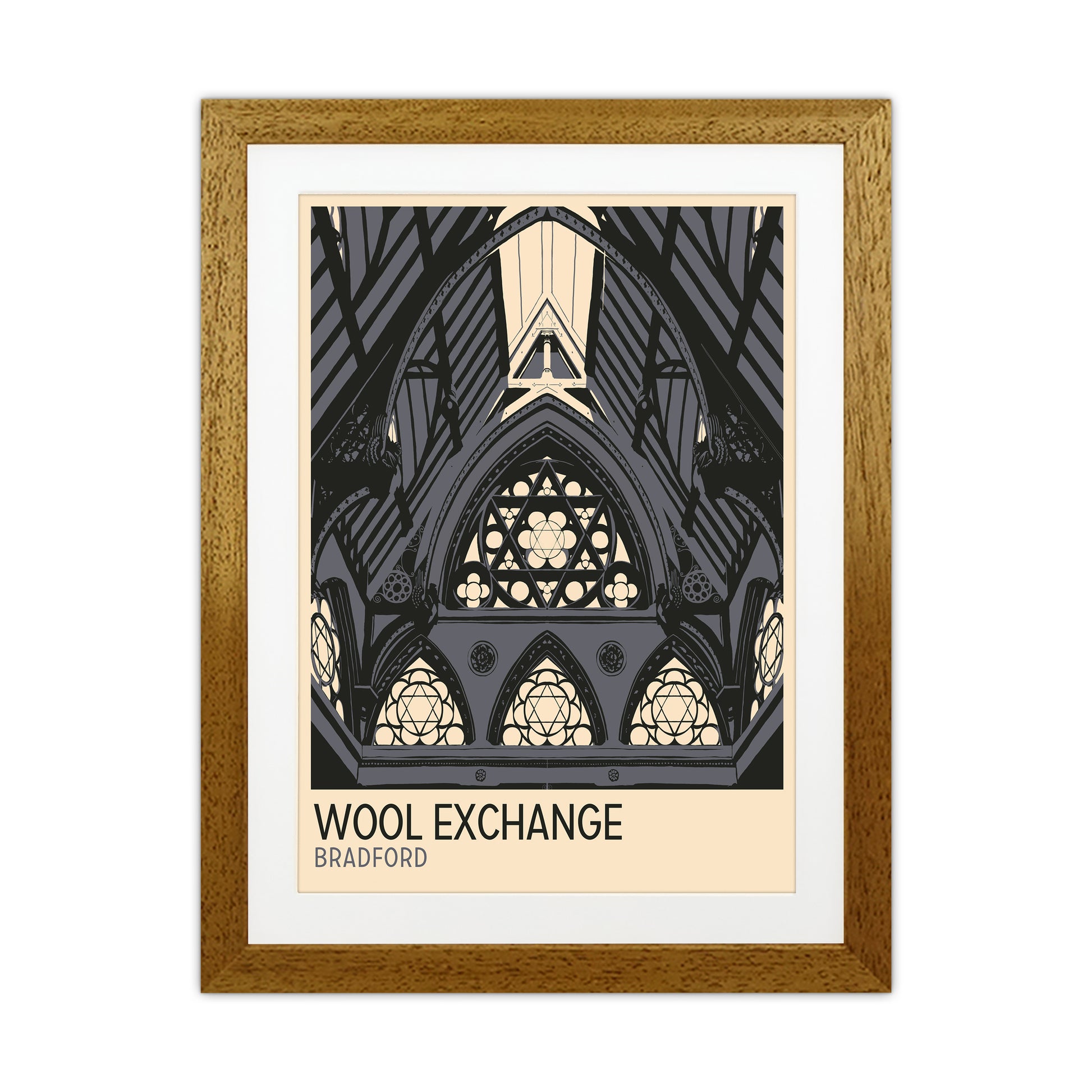 Wool Exchange, Bradford Travel Art Print by Richard O'Neill Oak Grain