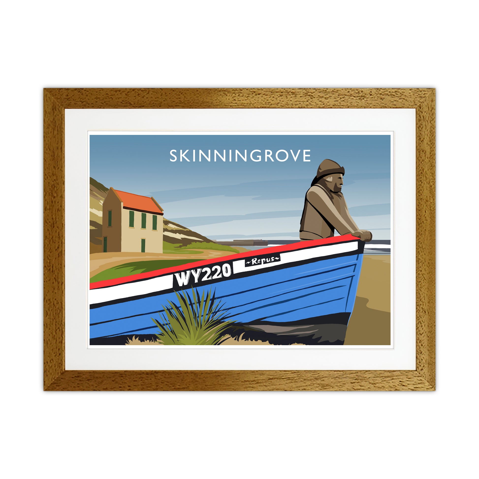 Skinningrove Travel Art Print by Richard O'Neill Oak Grain