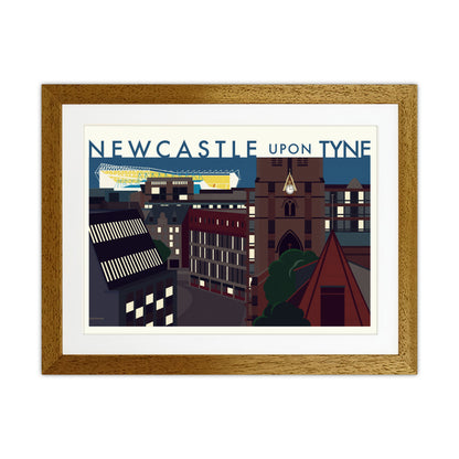 Newcastle upon Tyne 2 (Night) landscape Travel Art Print by Richard O'Neill Oak Grain