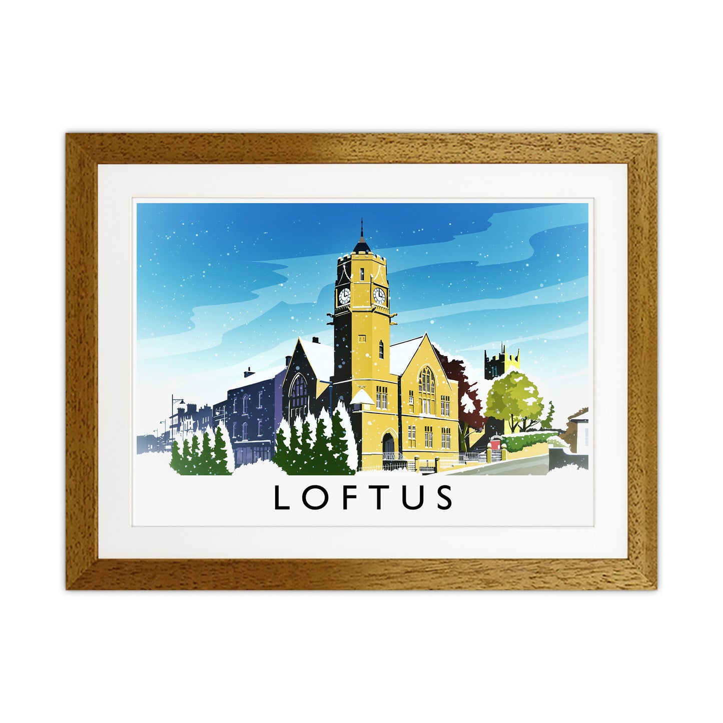 Loftus (Snow) Travel Art Print by Richard O'Neill Oak Grain