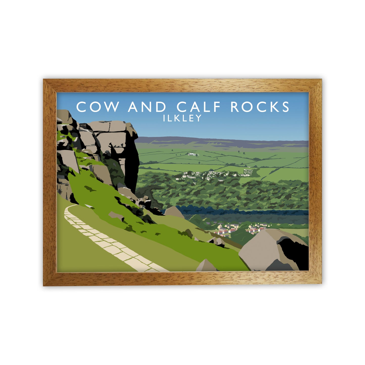 Cow and Calf Rocks Ilkley Framed Digital Art Print by Richard O'Neill Oak Grain