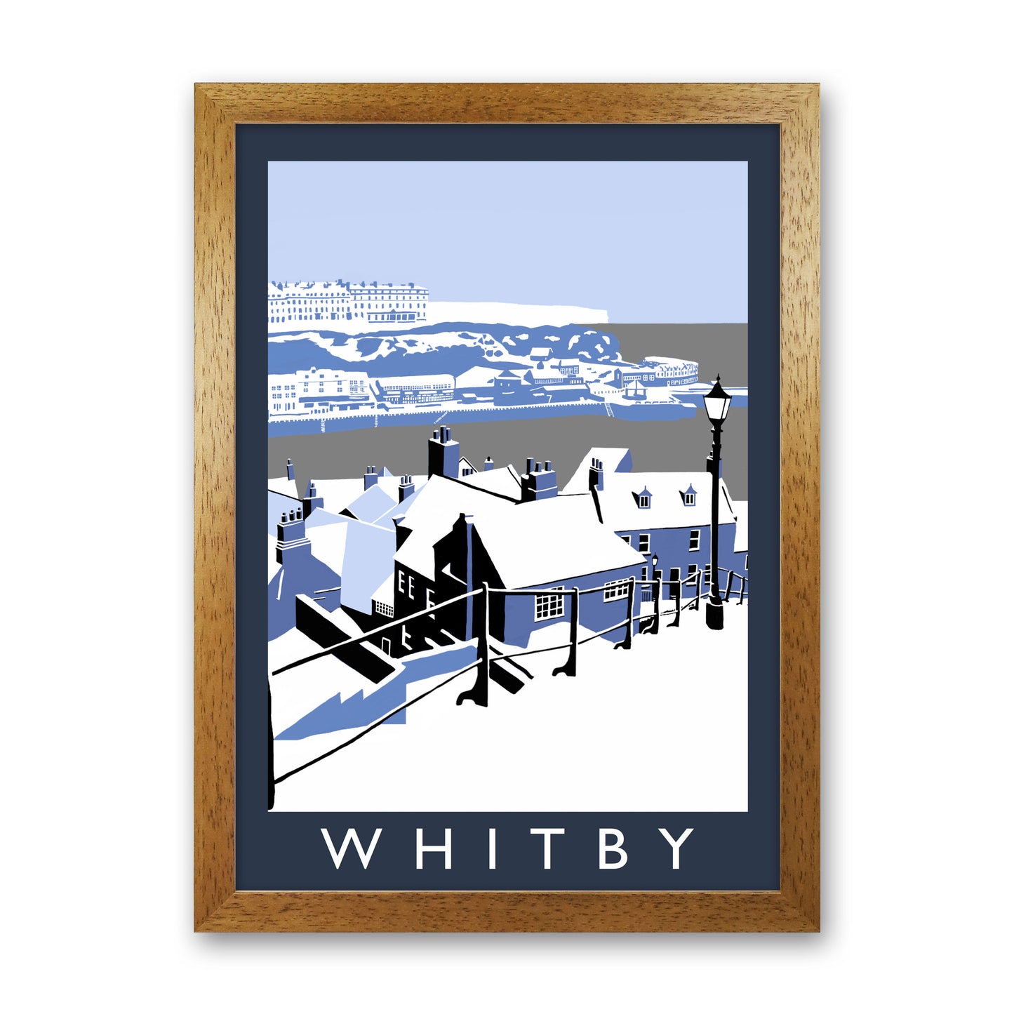 Whitby In Snow Framed Digital Art Print by Richard O'Neill Oak Grain