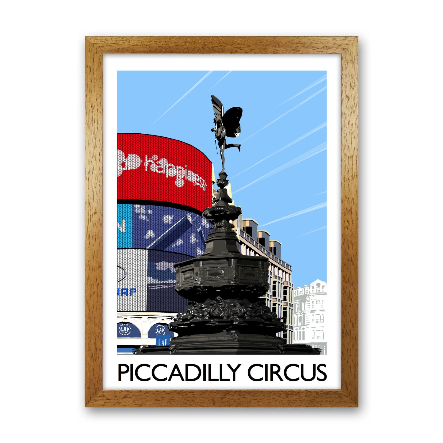 Piccadilly Circus London Portrait Art Print by Richard O'Neill Oak Grain