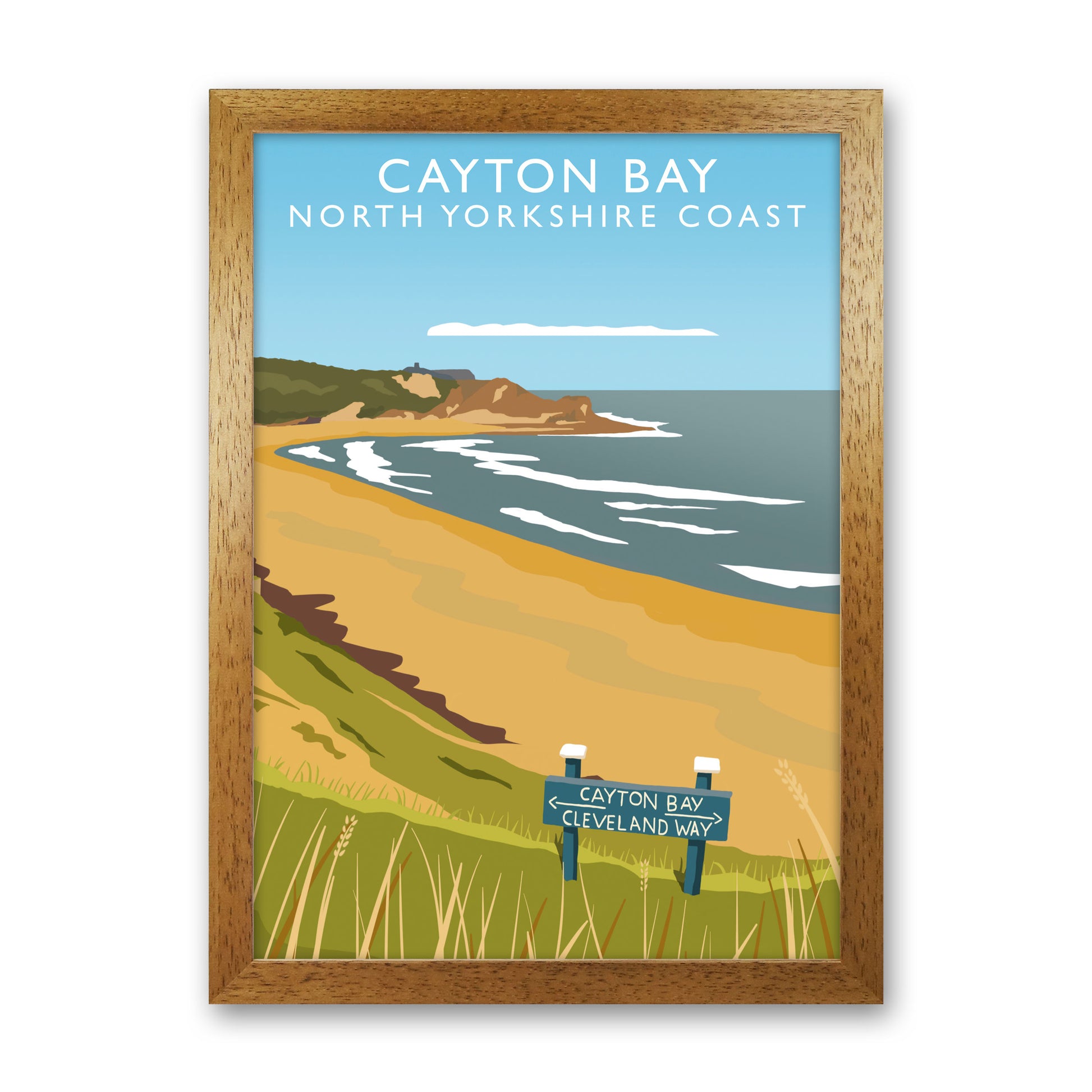 Cayton Bay North Yorkshire Coast Portrait Framed Digital Art Print by Richard O'Neill Oak Grain