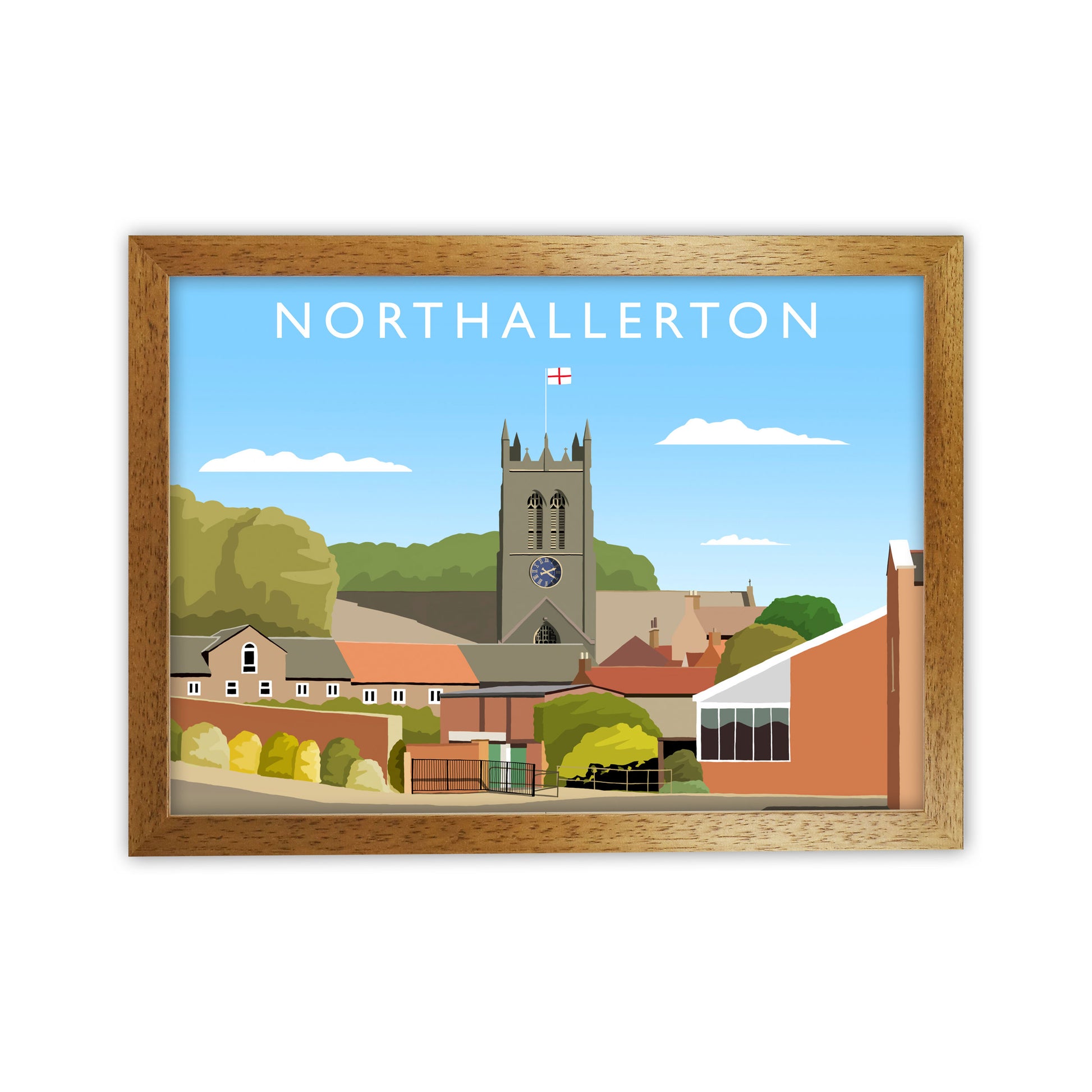 Northallerton (Landscape) by Richard O'Neill Yorkshire Art Print, Travel Poster Oak Grain