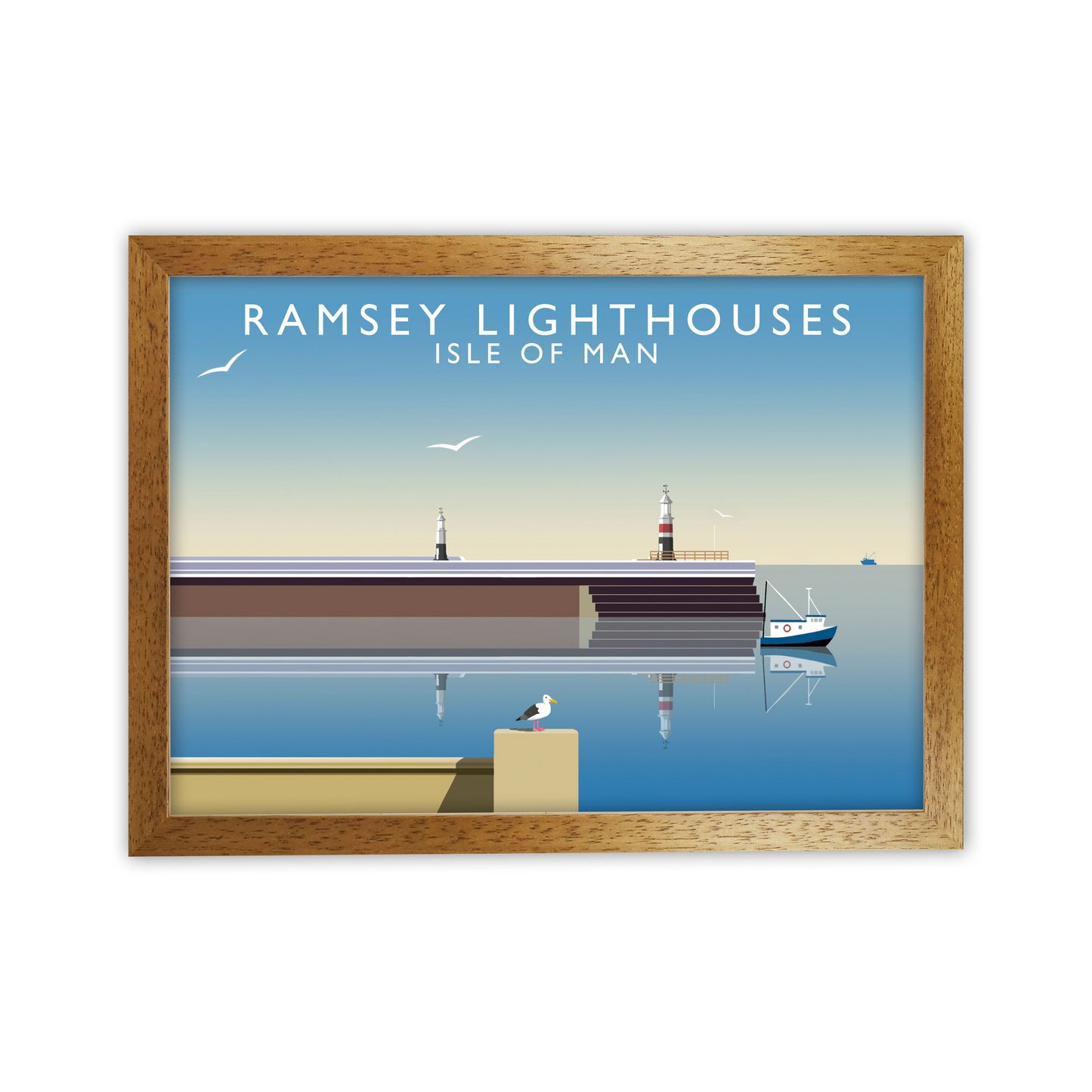 Ramsey Lighthouses Isle of Man Art Print by Richard O'Neill Oak Grain