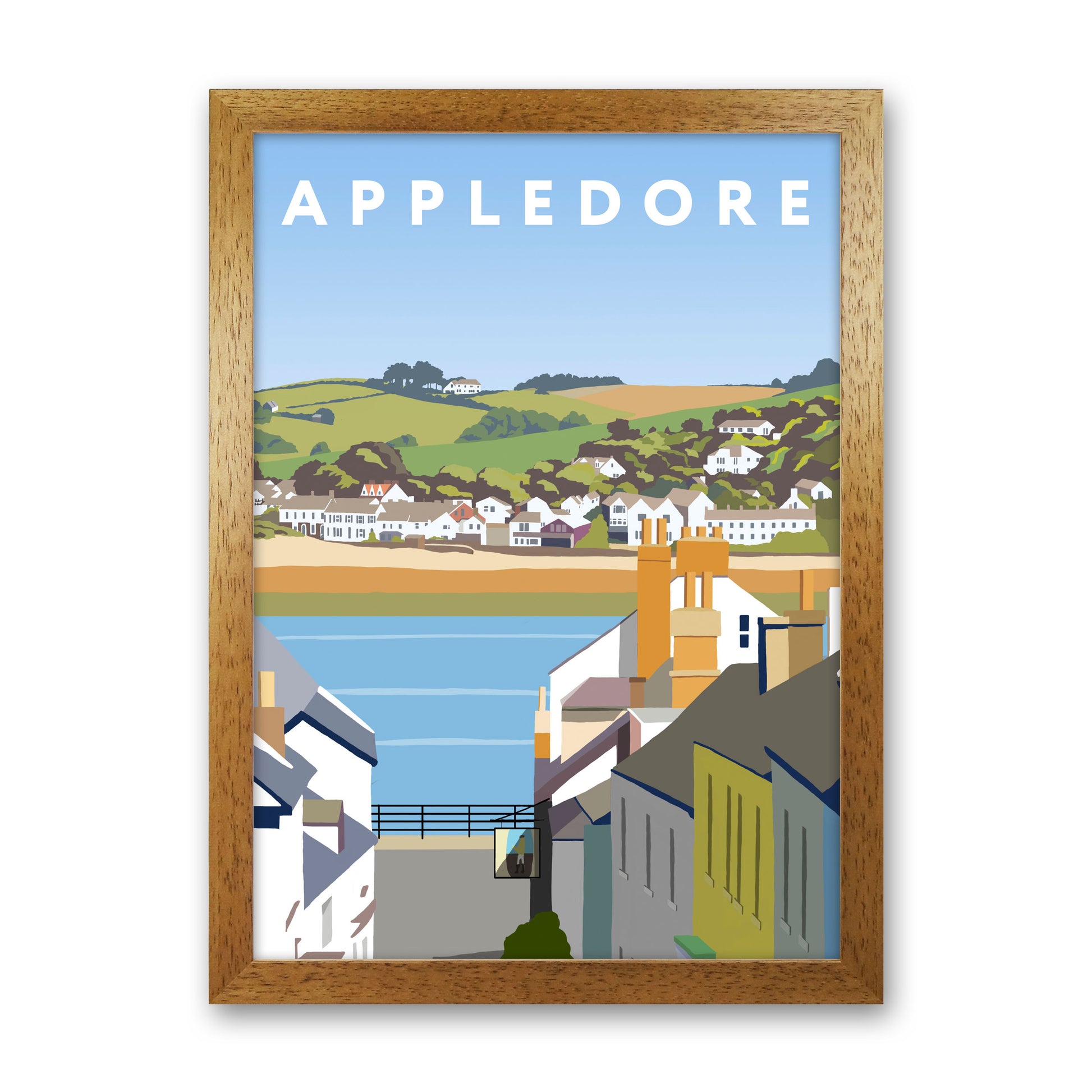 Appledore Framed Digital Art Print by Richard O'Neill Oak Grain