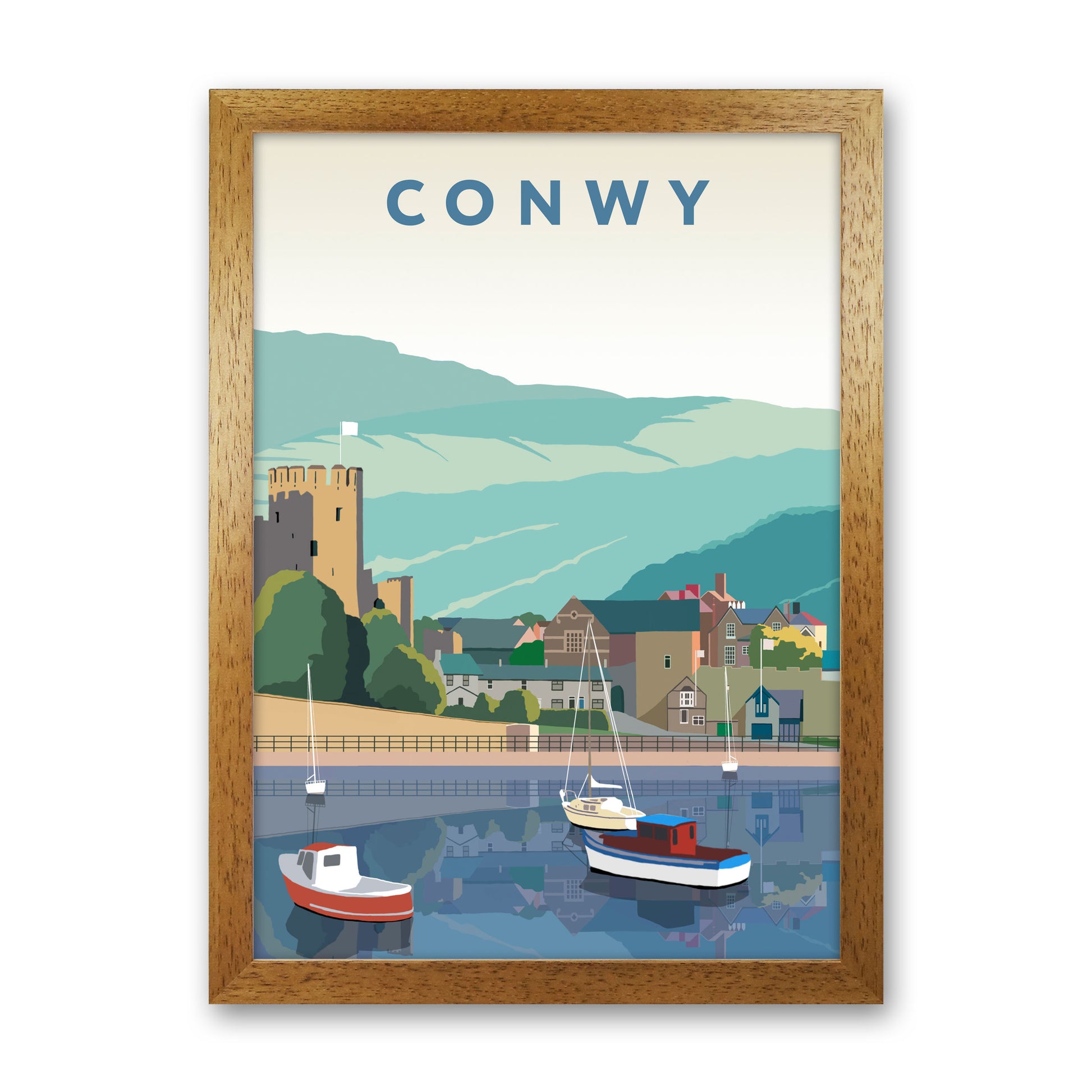 Conwy Art Portrait Print by Richard O'Neill Oak Grain