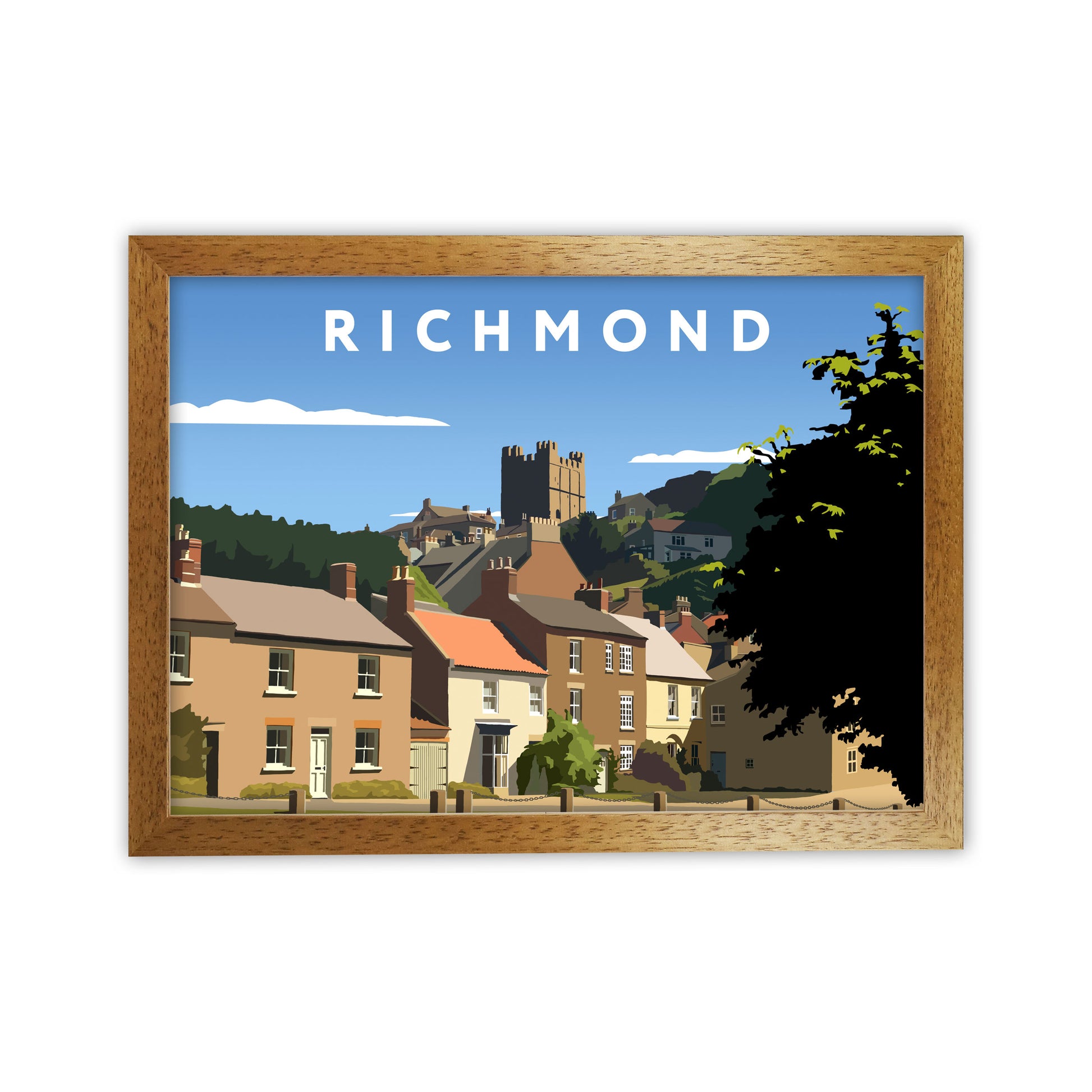 Richmond4 Travel Art Print by Richard O'Neill, Framed Wall Art Oak Grain