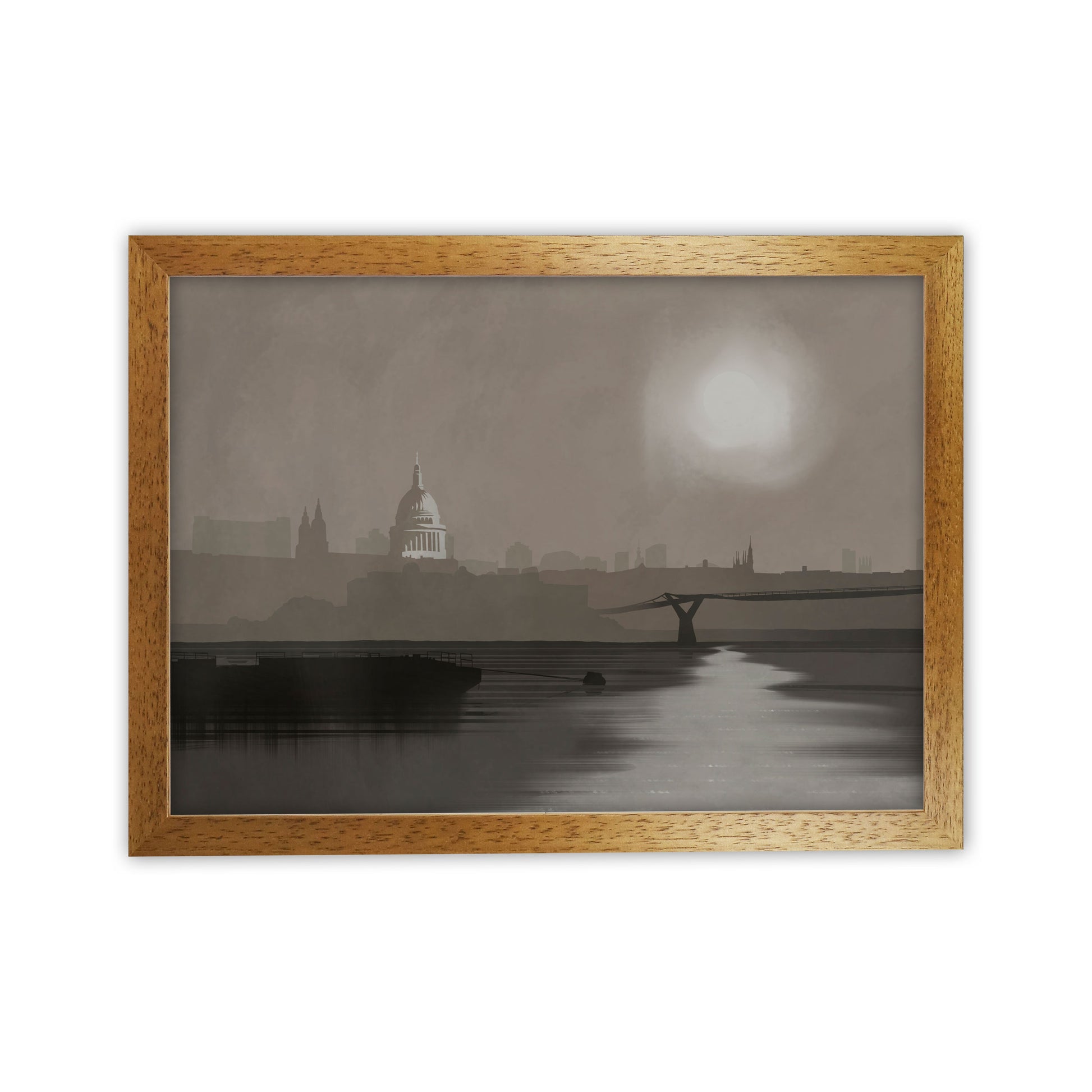 St. Paul's In Fog Travel Art Print by Richard O'Neill, Framed Wall Art Oak Grain