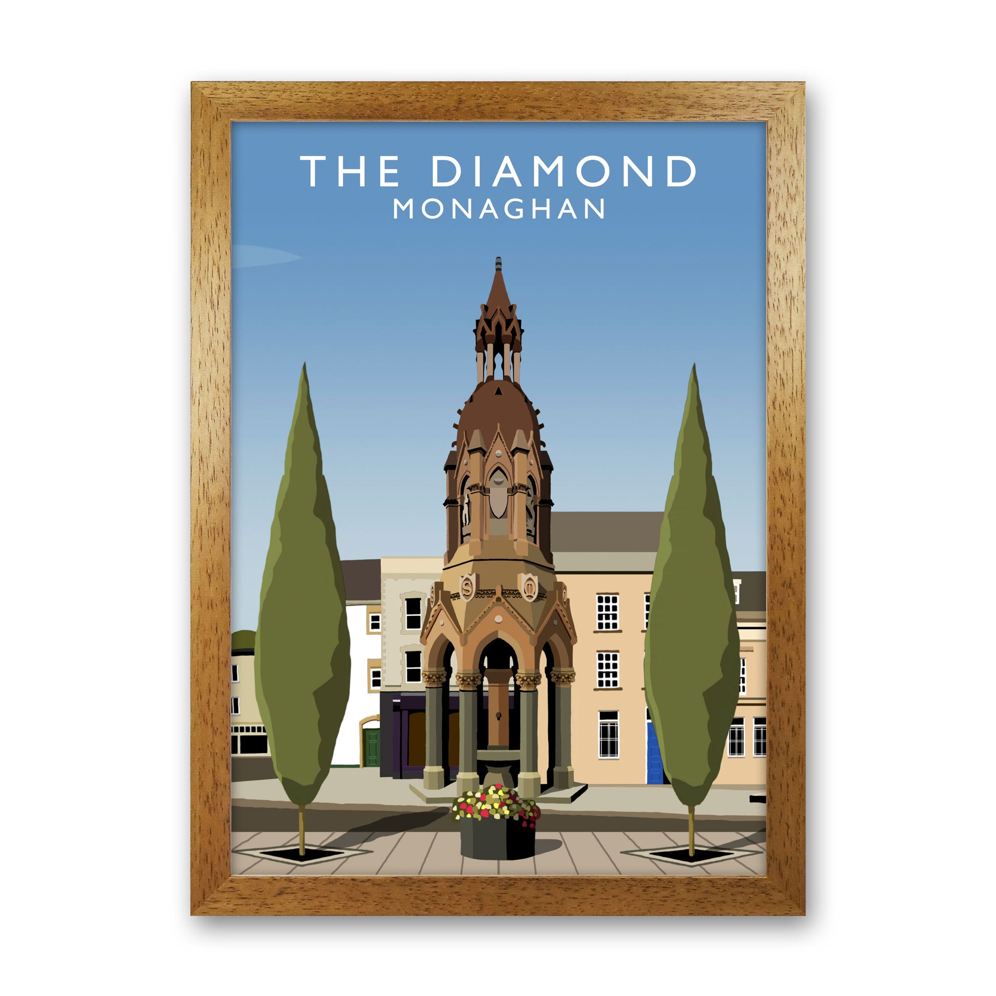 The Diamond Monaghan Portrait Travel Art Print by Richard O'Neill, Framed Wall Art Oak Grain