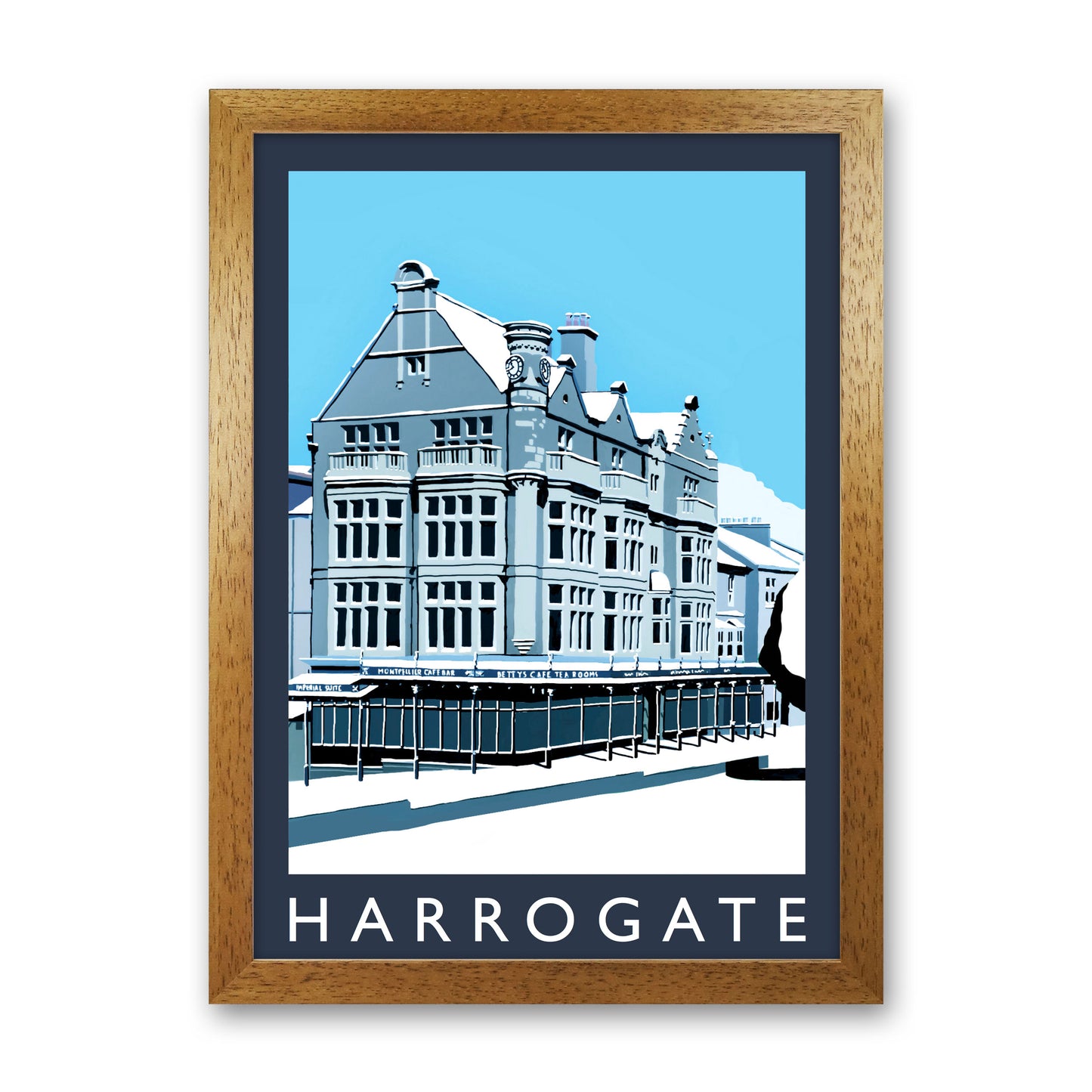 Harrogate Travel Art Print by Richard O'Neill, Framed Wall Art Oak Grain