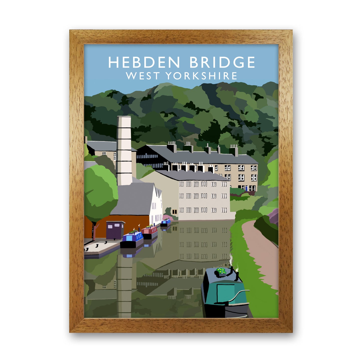 Hebden Bridge West Yorkshire Portrait Travel Art Print by Richard O'Neill Oak Grain