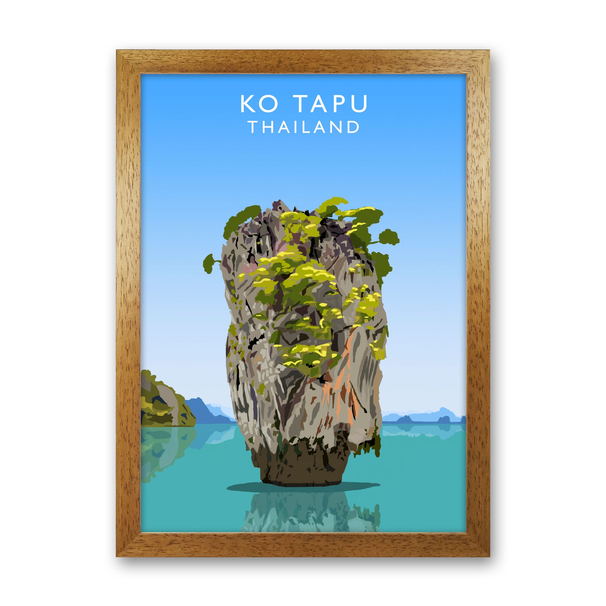 Ko Tapu Thailand  Portrait Travel Art Print by Richard O'Neill, Framed Wall Art Oak Grain