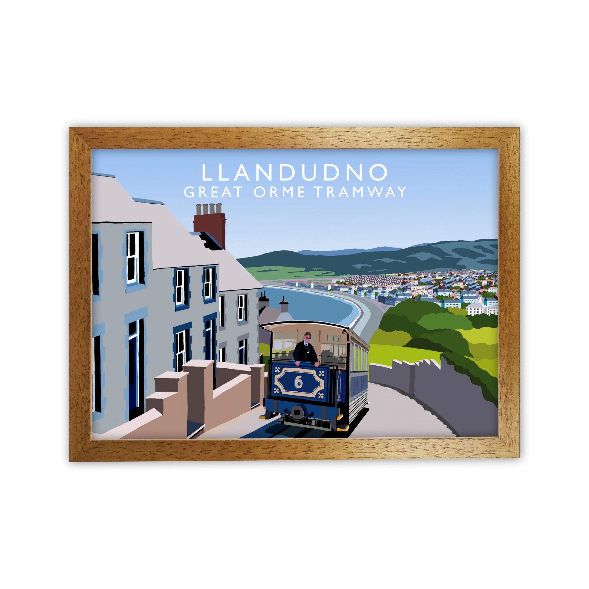 Llandudno Great Orme Tramway Travel Art Print by Richard O'Neill Oak Grain