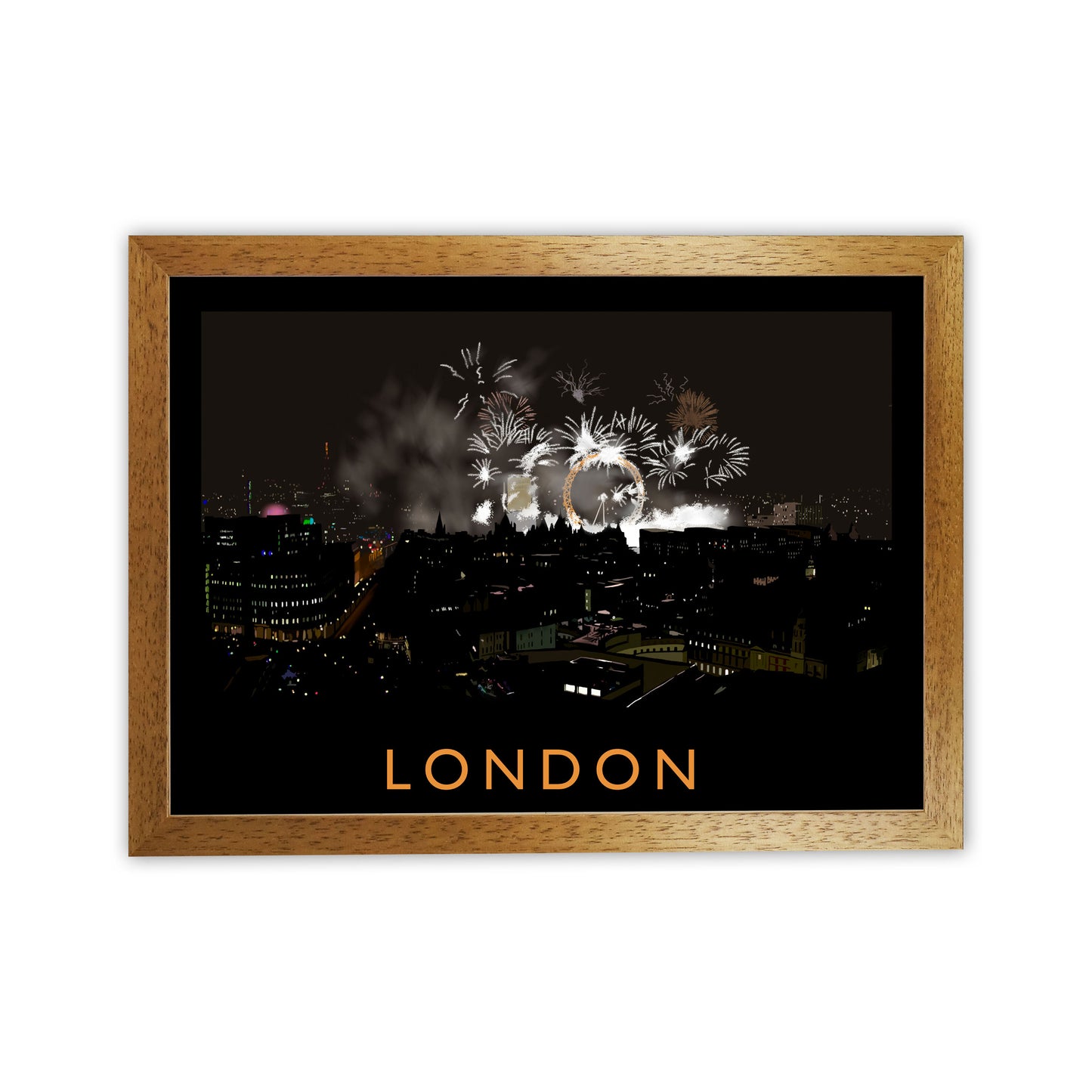 London Travel Art Print by Richard O'Neill, Framed Wall Art Oak Grain