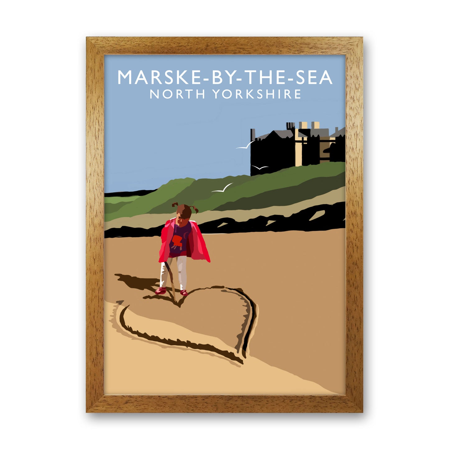 Marske-By-The-Sea2 Portrait  North Yorkshire Travel Art Print by Richard O'Neill Oak Grain