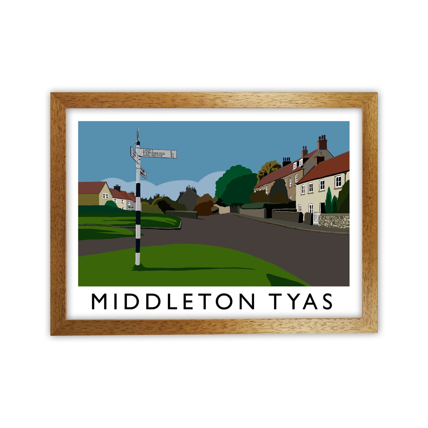 Middleton Tyas Travel Art Print by Richard O'Neill, Framed Wall Art Oak Grain