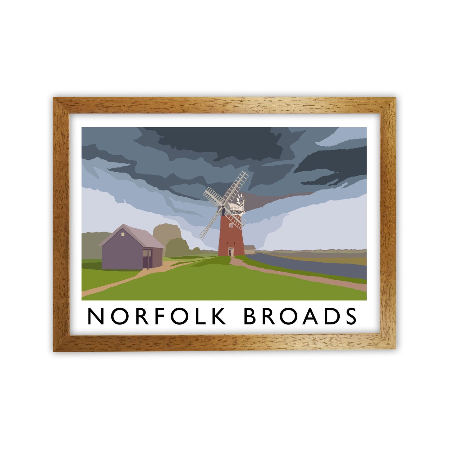 Norfolk Broads Framed Digital Art Print by Richard O'Neill Oak Grain