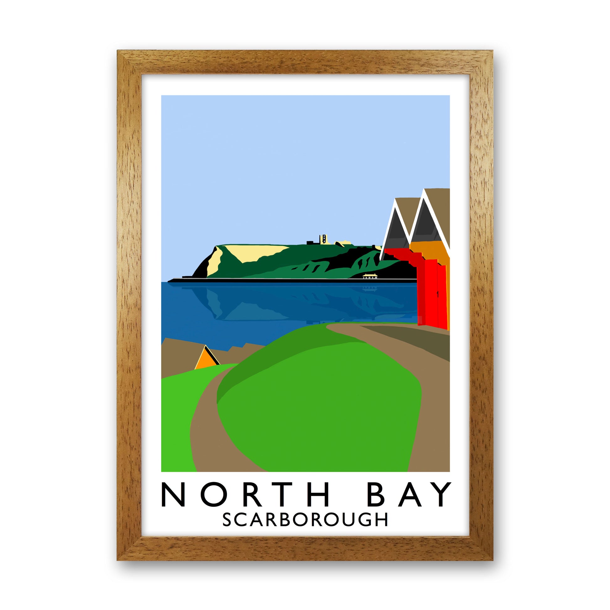 North Bay2 Portrait  Scarborough Travel Art Print by Richard O'Neill, Framed Wall Art Oak Grain