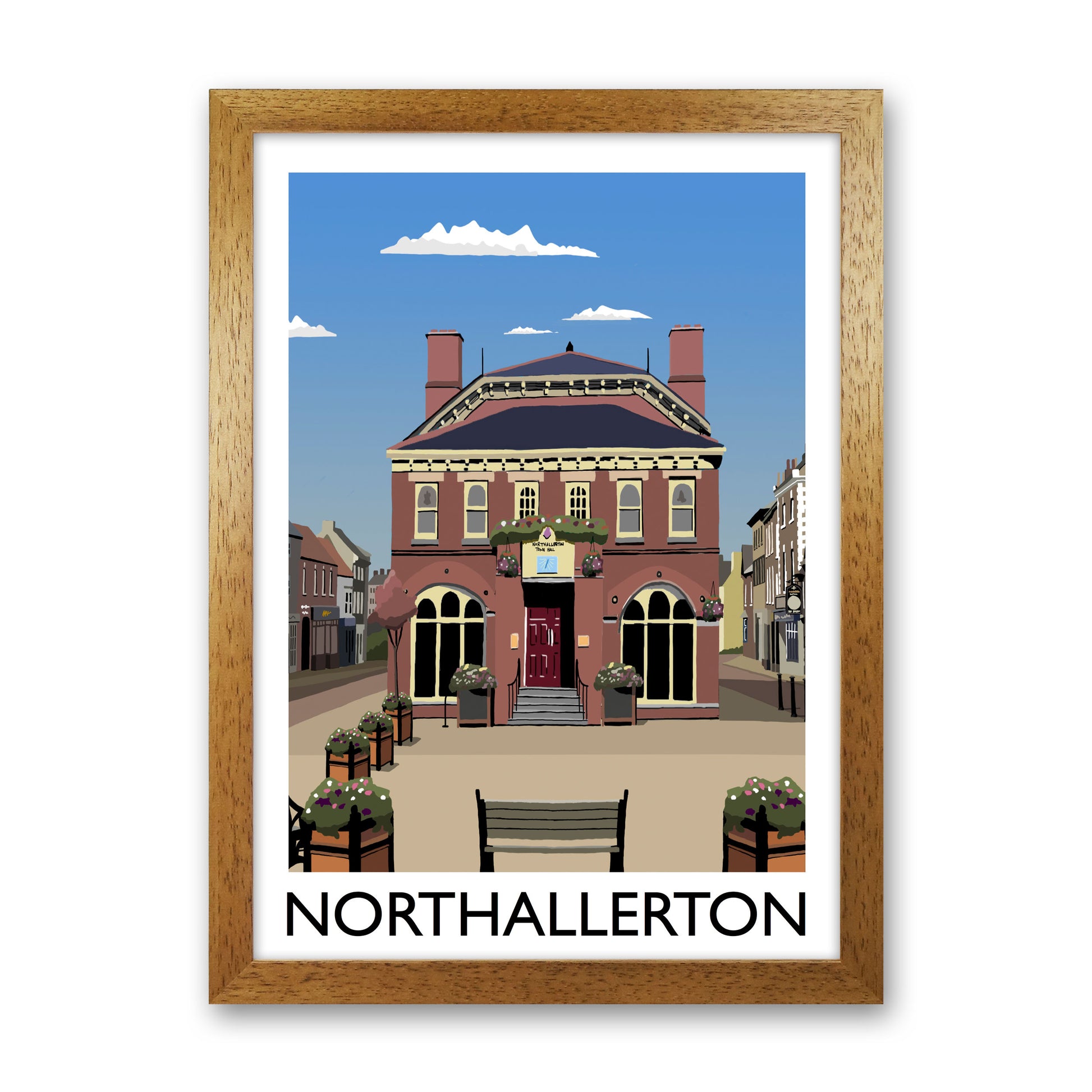 Northallerton2 Portrait  Travel Art Print by Richard O'Neill, Framed Wall Art Oak Grain