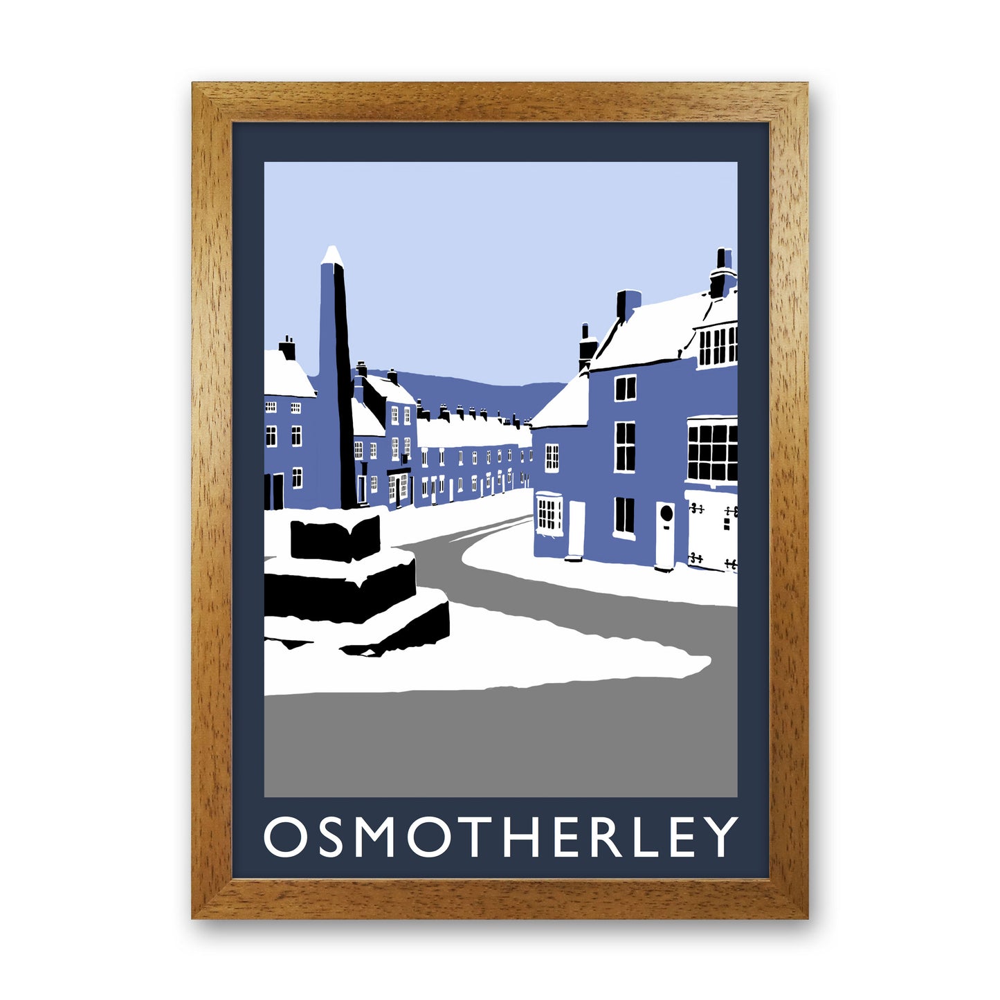 Osmotherley In Snow2 Portrait Travel Art Print by Richard O'Neill, Framed Wall Art Oak Grain