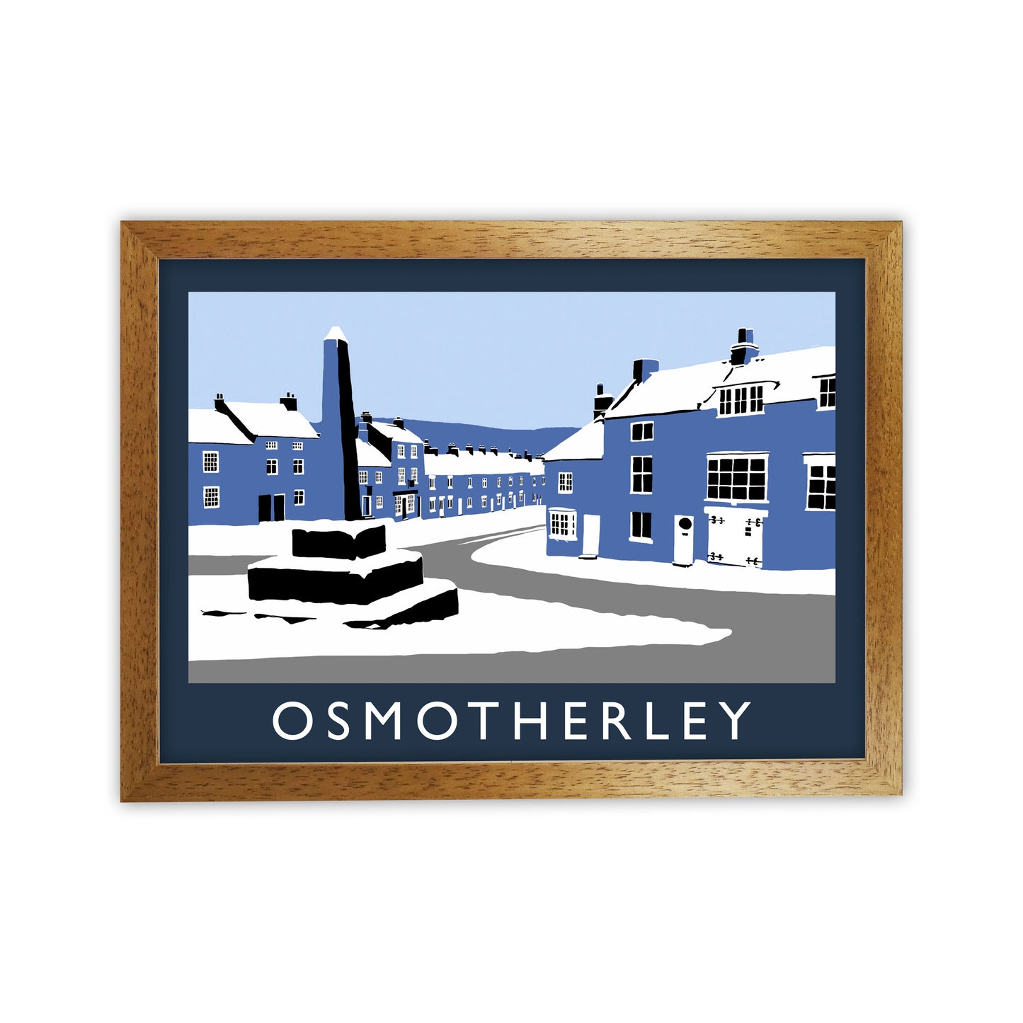 Osmotherley In Snow2 Travel Art Print by Richard O'Neill, Framed Wall Art Oak Grain