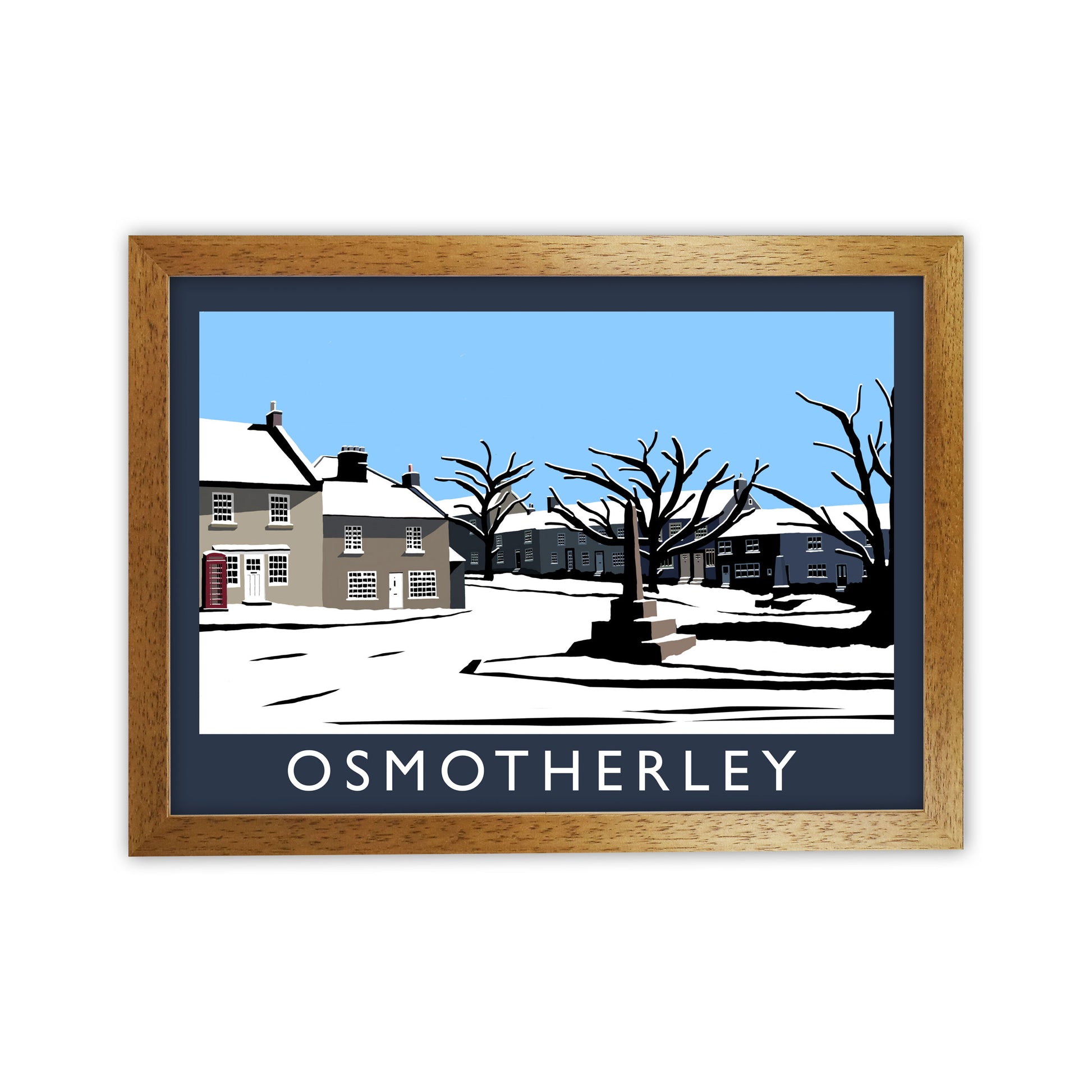 Osmotherley In Snow Travel Art Print by Richard O'Neill, Framed Wall Art Oak Grain