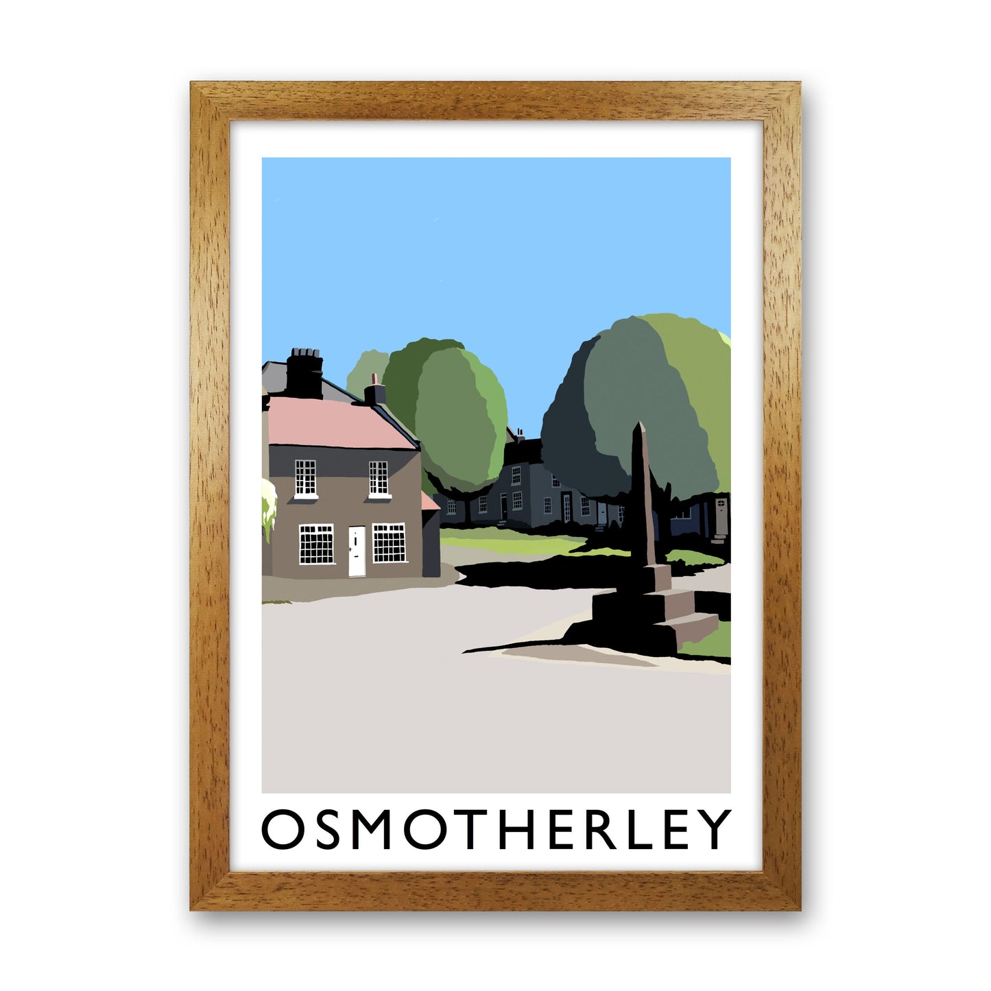 Osmotherley PortraitTravel Art Print by Richard O'Neill, Framed Wall Art Oak Grain