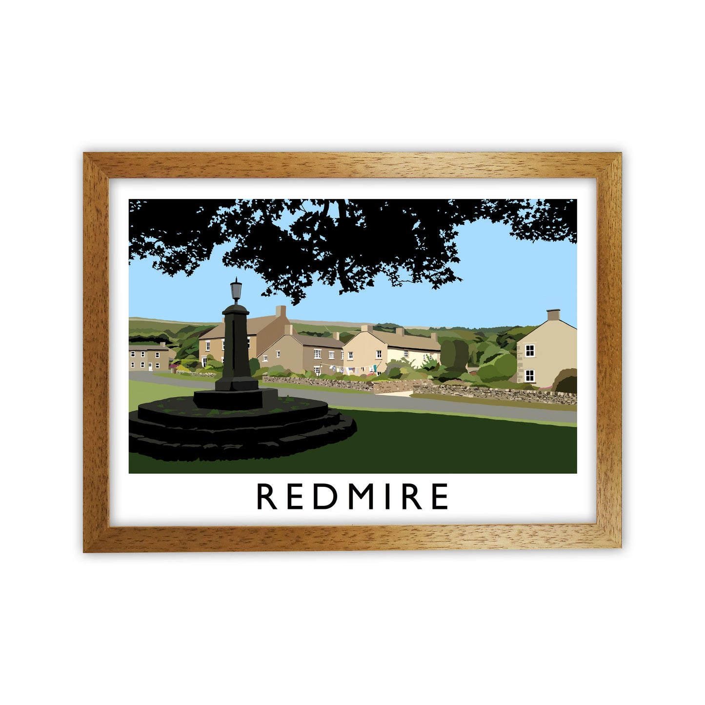 Redmire Travel Art Print by Richard O'Neill, Framed Wall Art Oak Grain