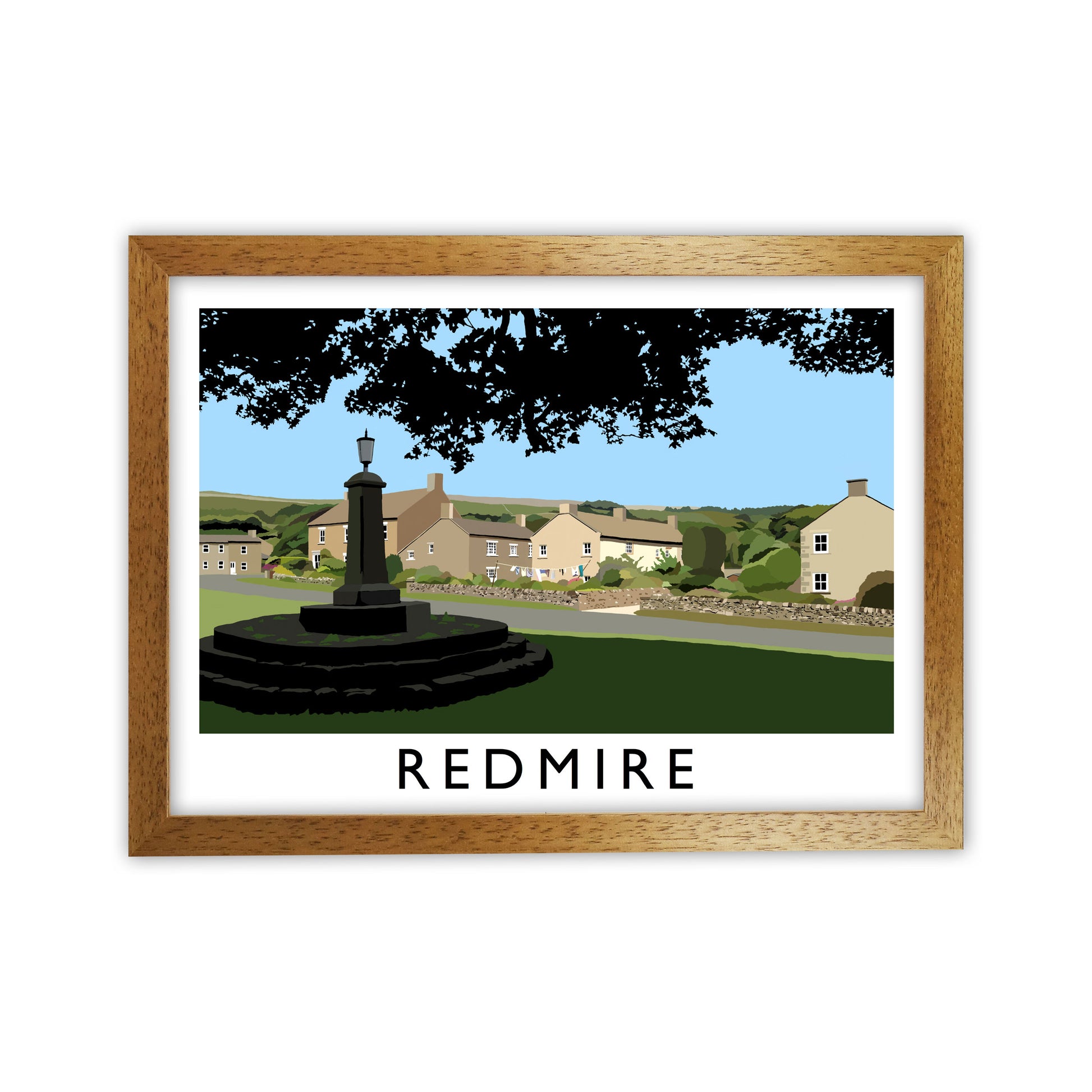 Redmire Travel Art Print by Richard O'Neill, Framed Wall Art Oak Grain